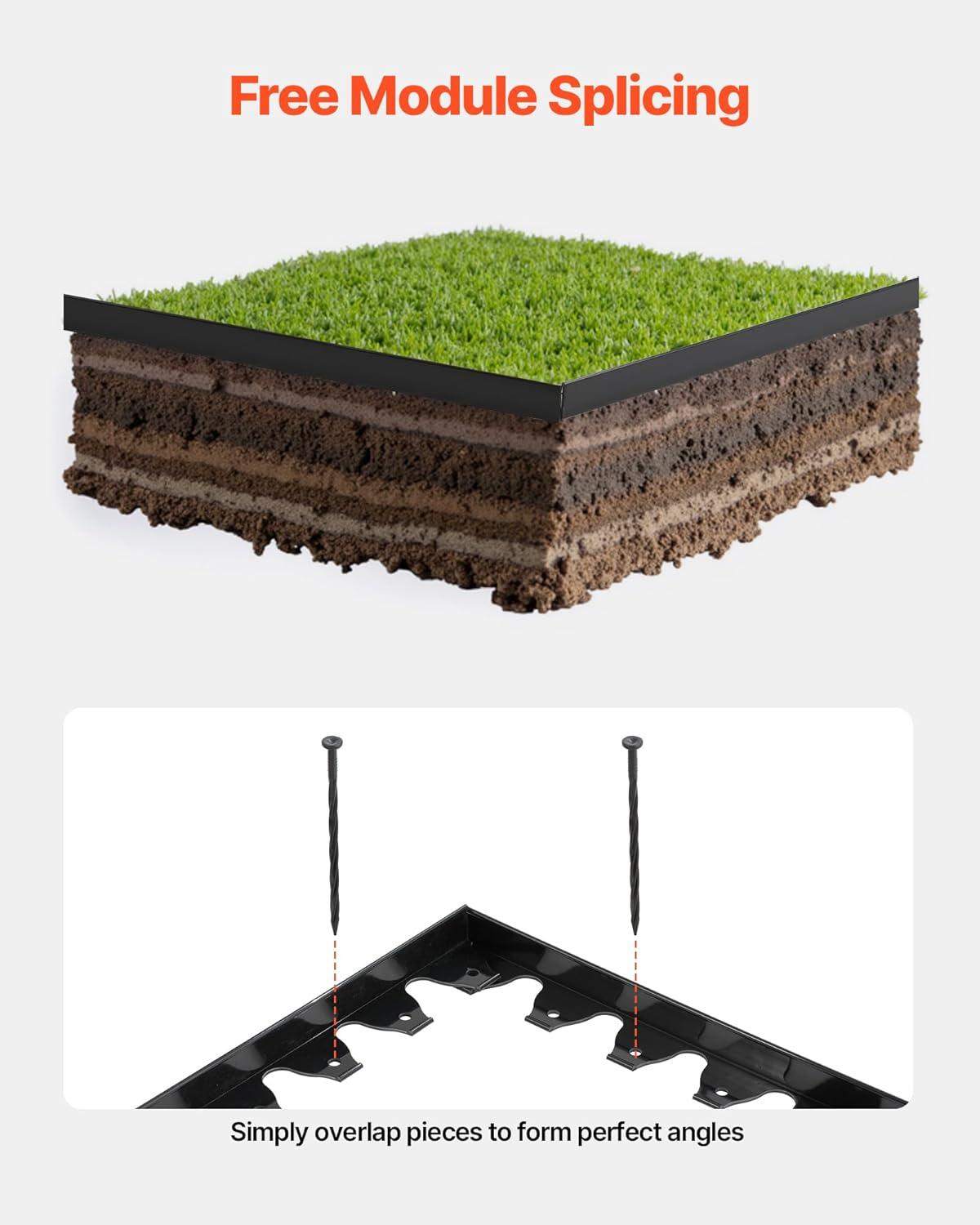 imageVEVOR Landscape Edging 66 ft x 4 in Plastic Garden Border Edging with 60 Spikes ampamp 2 Ground Stakes No Dig Flexible Lawn Edgings Roll UVResistant Mini Fence Borders for Flower Beds Yard Paver60ft17inLshaped