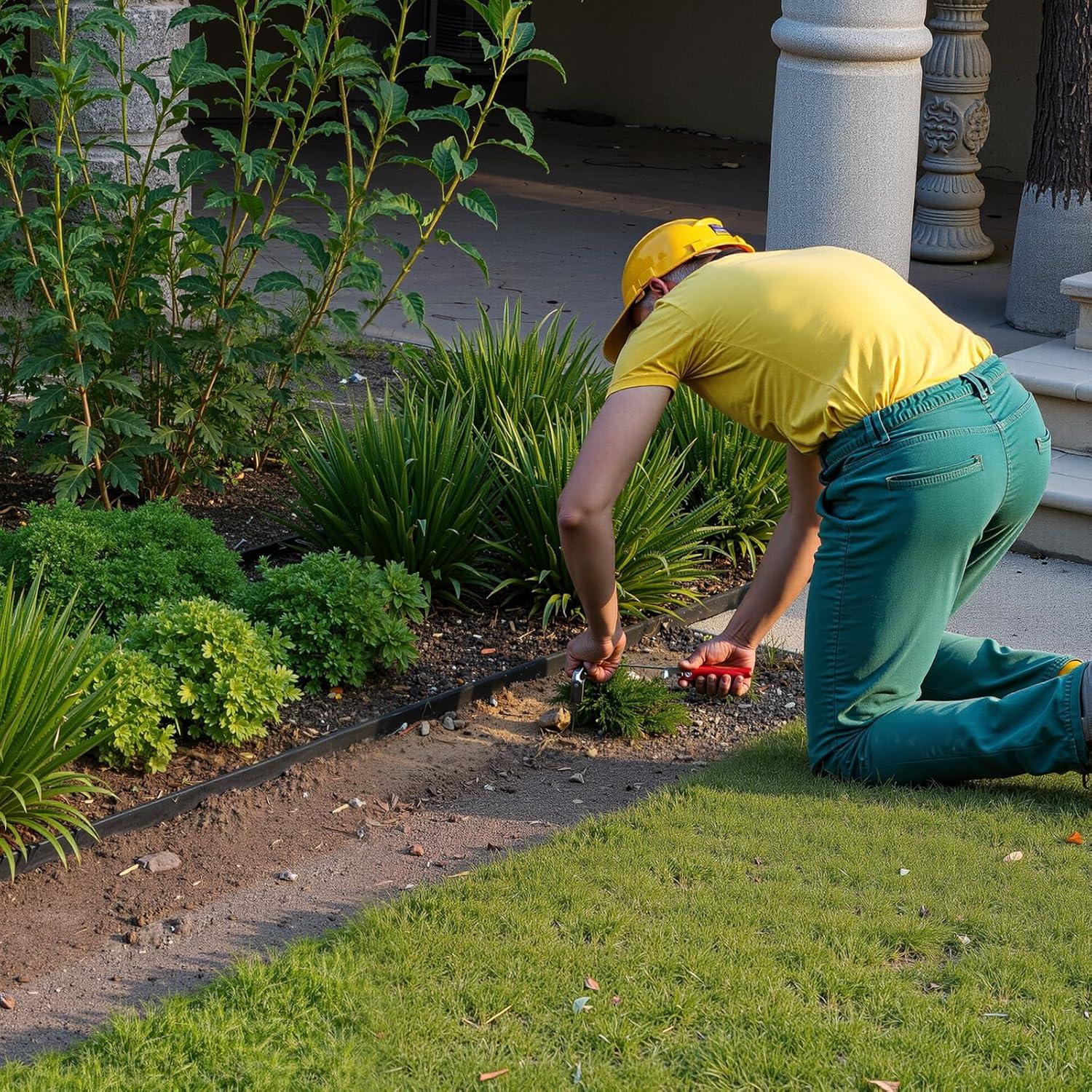 imageVEVOR Landscape Edging 66 ft x 4 in Plastic Garden Border Edging with 60 Spikes ampamp 2 Ground Stakes No Dig Flexible Lawn Edgings Roll UVResistant Mini Fence Borders for Flower Beds Yard Paver60ft17inLshaped