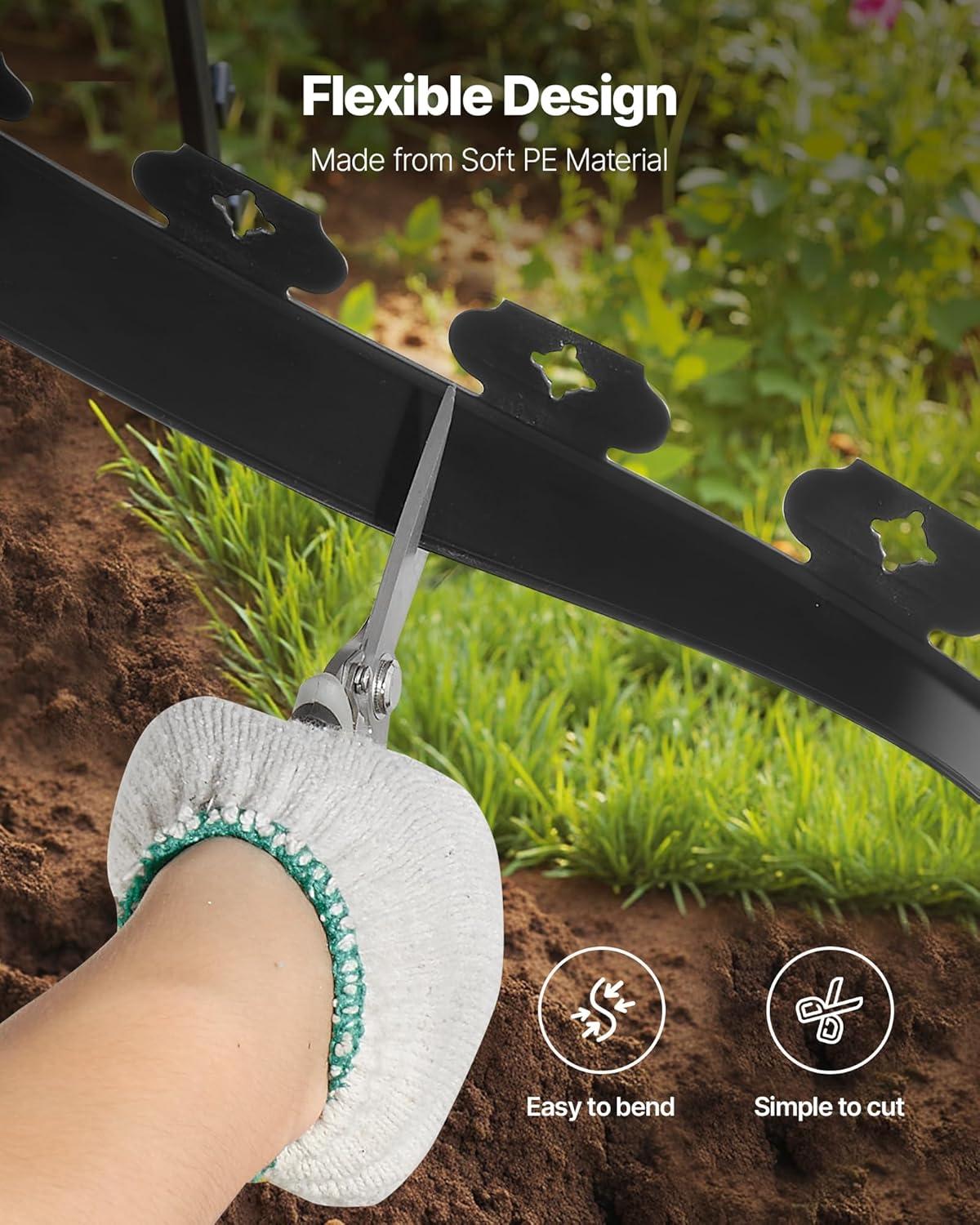 imageVEVOR Landscape Edging 66 ft x 4 in Plastic Garden Border Edging with 60 Spikes ampamp 2 Ground Stakes No Dig Flexible Lawn Edgings Roll UVResistant Mini Fence Borders for Flower Beds Yard Paver100ft15inLshaped