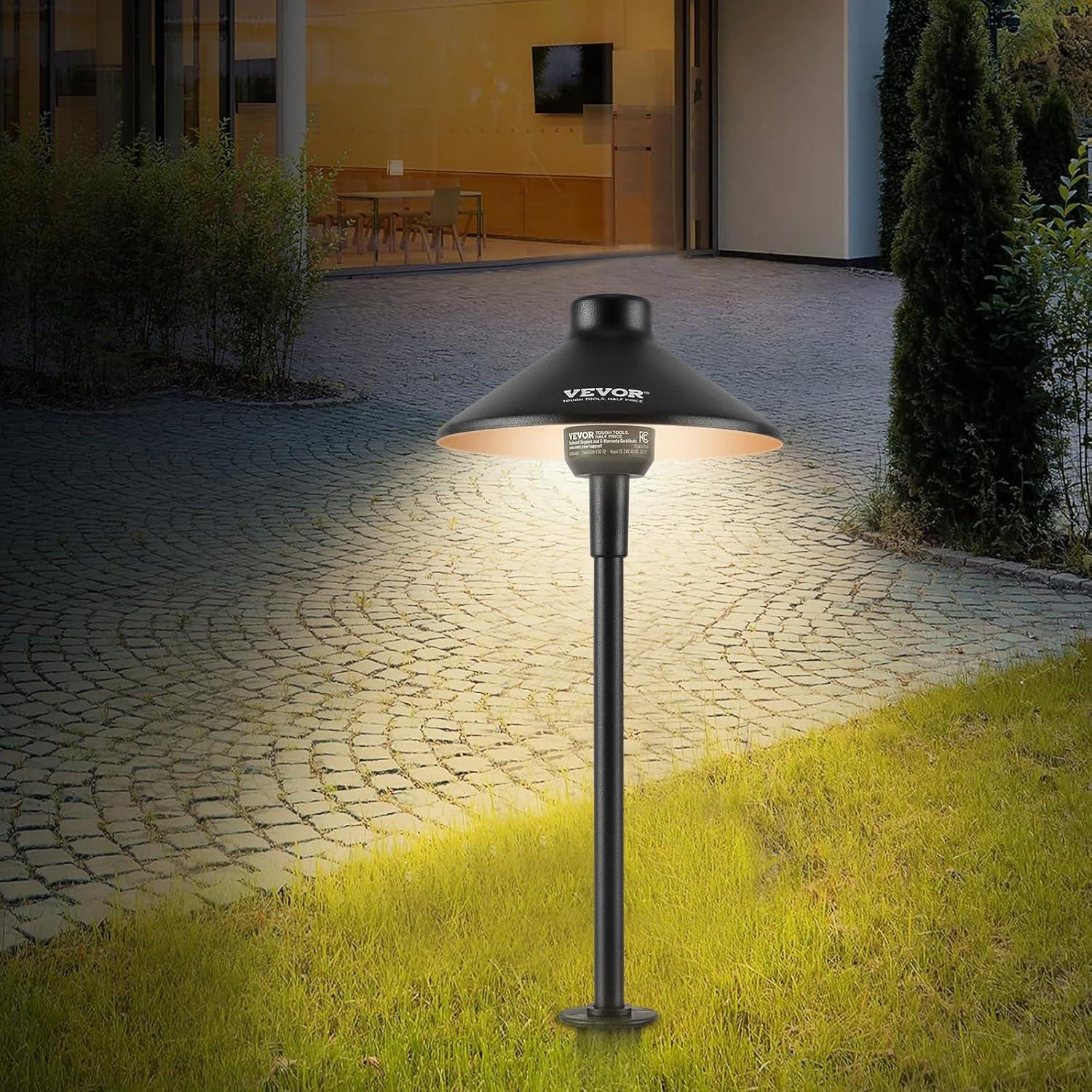 imageVEVOR Landscape Lighting 6W Low Voltage LED Landscape Lights IP66 Waterproof Landscape Spotlights Yard Lawn Garden Pathway Outdoor Lights 12V 24V 450LM Warm White 3000K 12 Pack with ConnectorsOutdoorWalkway Lights