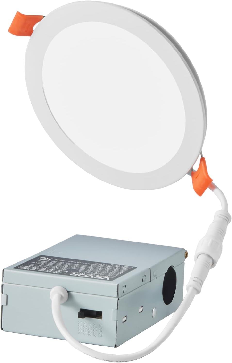 imageVEVOR Landscape Lighting 6W Low Voltage LED Landscape Lights IP66 Waterproof Landscape Spotlights Yard Lawn Garden Pathway Outdoor Lights 12V 24V 450LM Warm White 3000K 12 Pack with ConnectorsIndoorLED Recessed Ceiling Light
