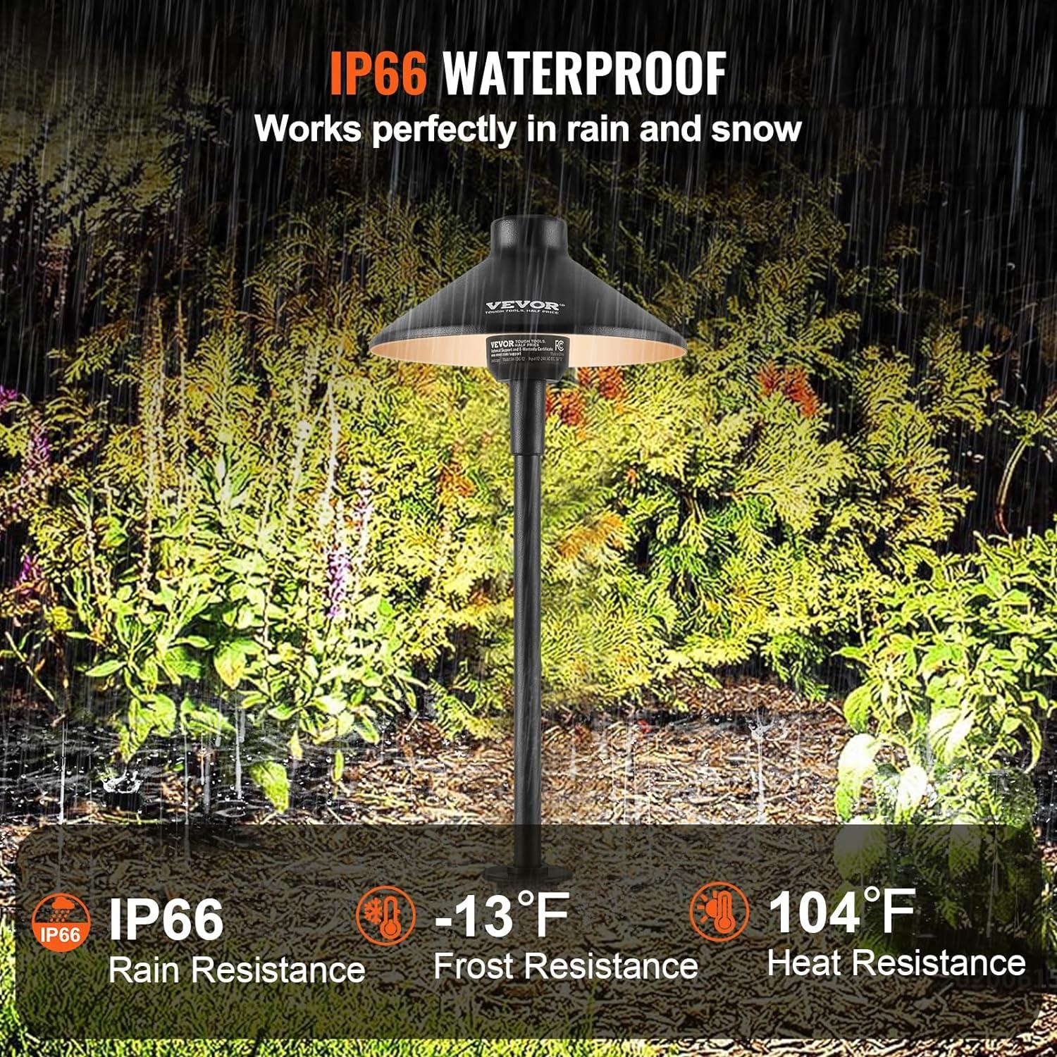 imageVEVOR Landscape Lighting 6W Low Voltage LED Landscape Lights IP66 Waterproof Landscape Spotlights Yard Lawn Garden Pathway Outdoor Lights 12V 24V 450LM Warm White 3000K 12 Pack with ConnectorsOutdoorWalkway Lights