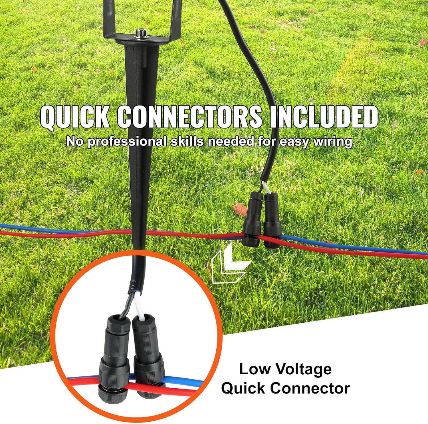 imageVEVOR Landscape Lighting 6W Low Voltage LED Landscape Lights IP66 Waterproof Landscape Spotlights Yard Lawn Garden Pathway Outdoor Lights 12V 24V 450LM Warm White 3000K 12 Pack with ConnectorsOutdoorLandscape Lights
