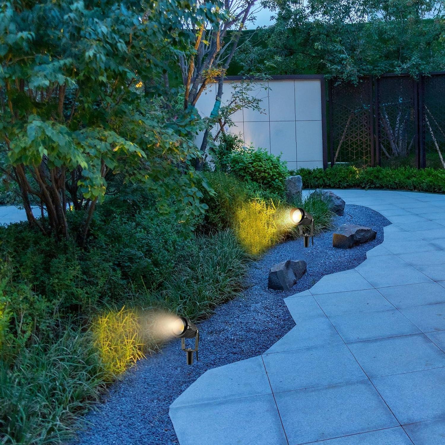 imageVEVOR Landscape Lighting 6W Low Voltage LED Landscape Lights IP66 Waterproof Landscape Spotlights Yard Lawn Garden Pathway Outdoor Lights 12V 24V 450LM Warm White 3000K 12 Pack with ConnectorsOutdoorLandscape Lights
