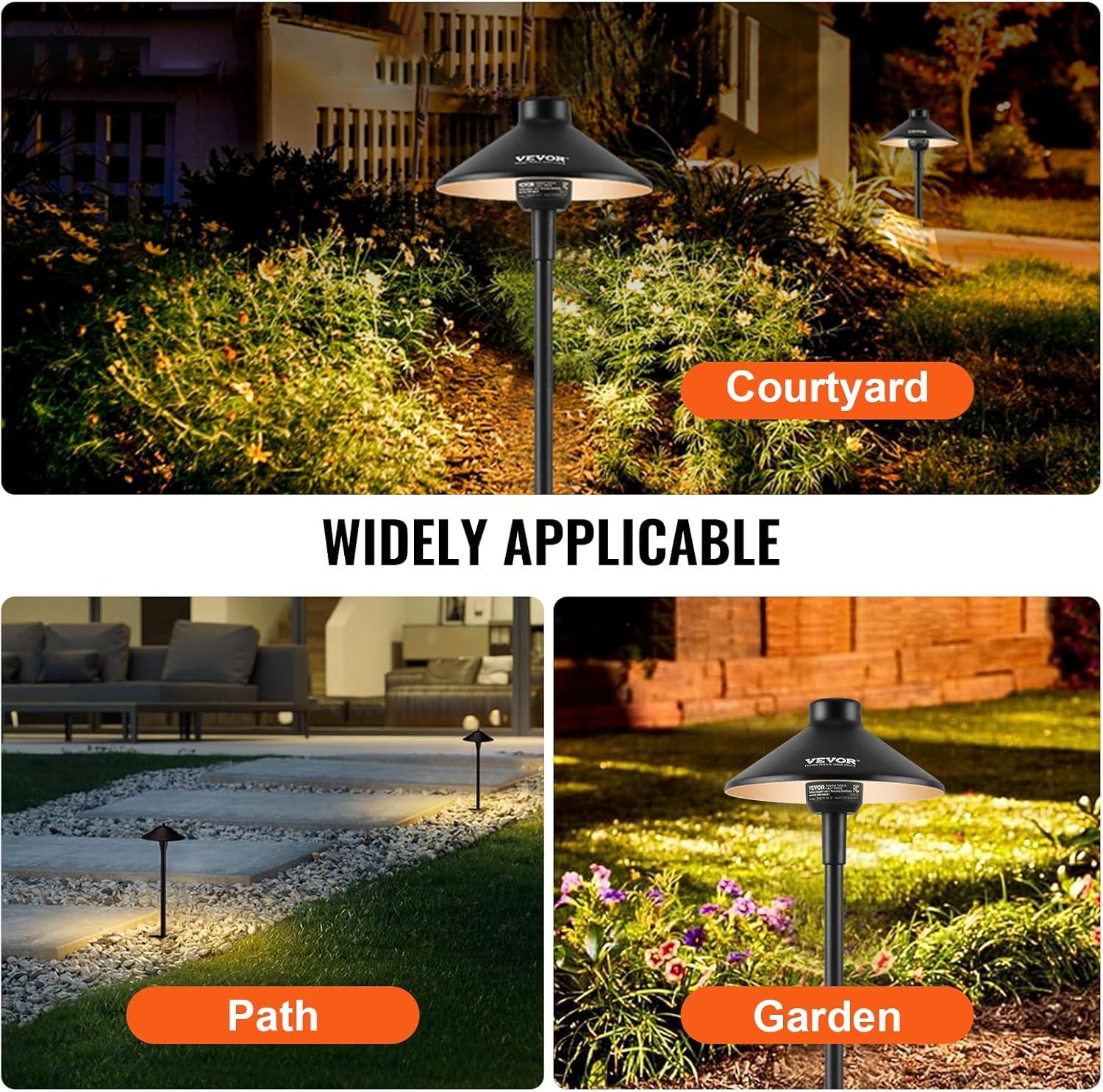 imageVEVOR Landscape Lighting 6W Low Voltage LED Landscape Lights IP66 Waterproof Landscape Spotlights Yard Lawn Garden Pathway Outdoor Lights 12V 24V 450LM Warm White 3000K 12 Pack with ConnectorsOutdoorWalkway Lights