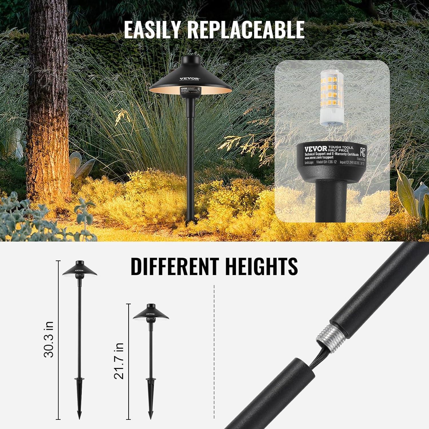imageVEVOR Landscape Lighting 6W Low Voltage LED Landscape Lights IP66 Waterproof Landscape Spotlights Yard Lawn Garden Pathway Outdoor Lights 12V 24V 450LM Warm White 3000K 12 Pack with ConnectorsOutdoorWalkway Lights