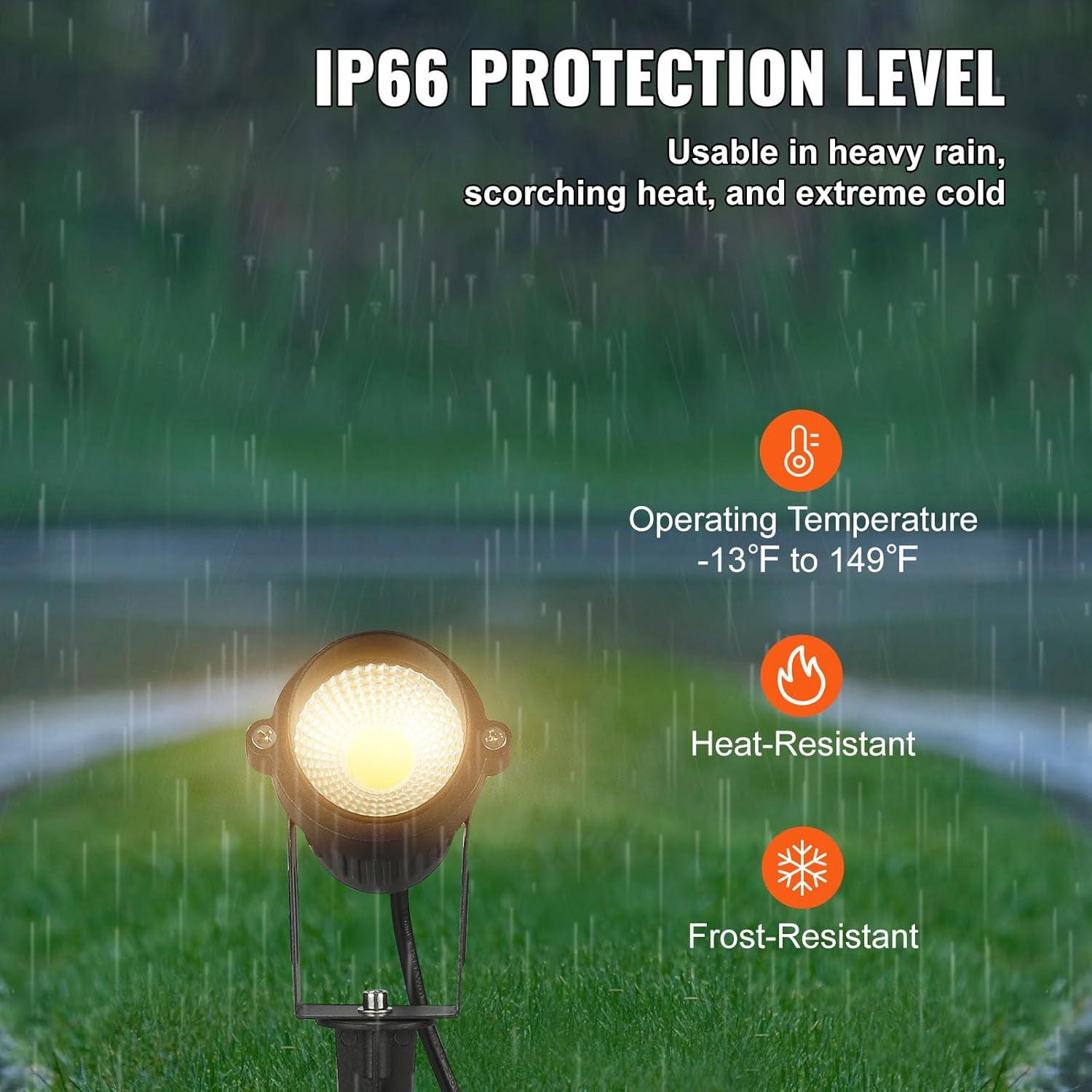 imageVEVOR Landscape Lighting 6W Low Voltage LED Landscape Lights IP66 Waterproof Landscape Spotlights Yard Lawn Garden Pathway Outdoor Lights 12V 24V 450LM Warm White 3000K 12 Pack with ConnectorsOutdoorLandscape Lights