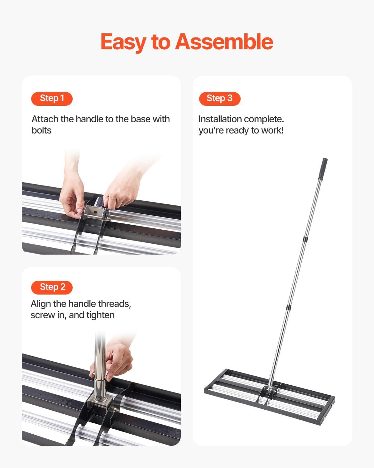 imageVEVOR Lawn Leveling Rake 48quotquotx10quotquot Level Lawn Tool HeavyDuty Lawn Leveler with 78quotquot Steel Extended Handle Yard Leveling Rake Suit for Garden Golf Lawn Farm Green30x10