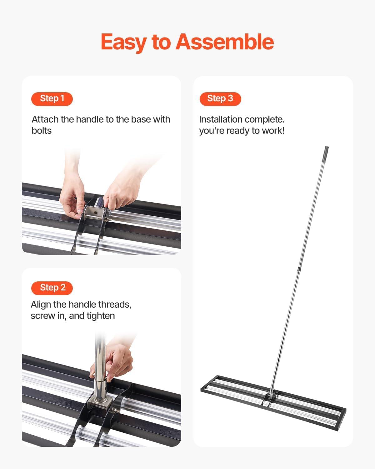 imageVEVOR Lawn Leveling Rake 48quotquotx10quotquot Level Lawn Tool HeavyDuty Lawn Leveler with 78quotquot Steel Extended Handle Yard Leveling Rake Suit for Garden Golf Lawn Farm Green48x10