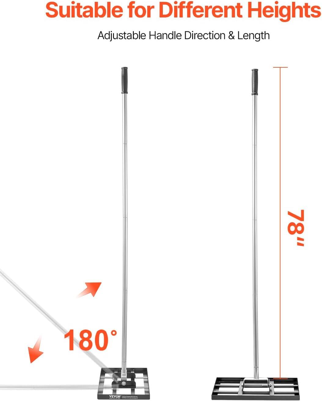 imageVEVOR Lawn Leveling Rake 48quotquotx10quotquot Level Lawn Tool HeavyDuty Lawn Leveler with 78quotquot Steel Extended Handle Yard Leveling Rake Suit for Garden Golf Lawn Farm Green17x10