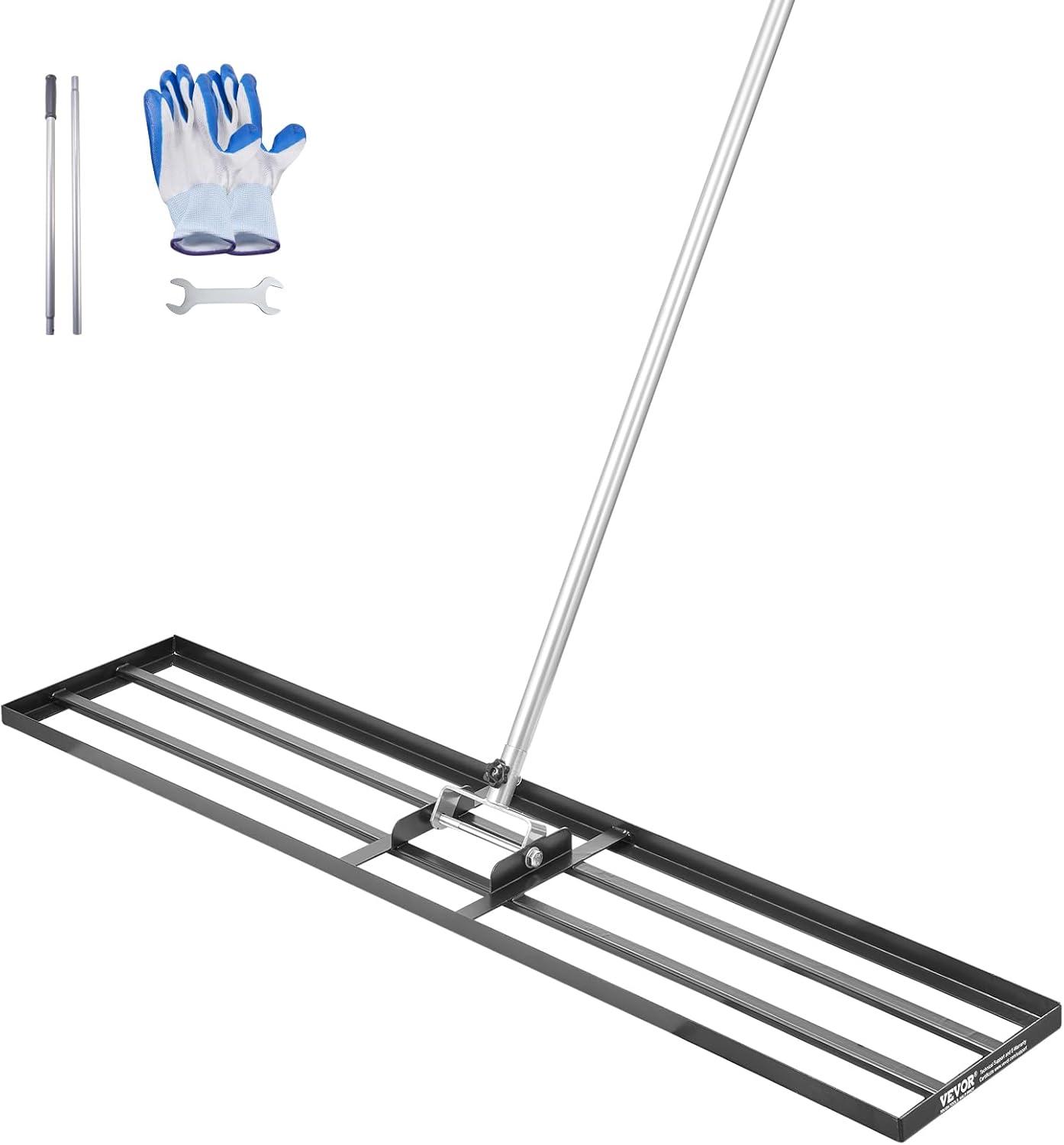 imageVEVOR Lawn Leveling Rake 48quotquotx10quotquot Level Lawn Tool HeavyDuty Lawn Leveler with 78quotquot Steel Extended Handle Yard Leveling Rake Suit for Garden Golf Lawn Farm Green48x10