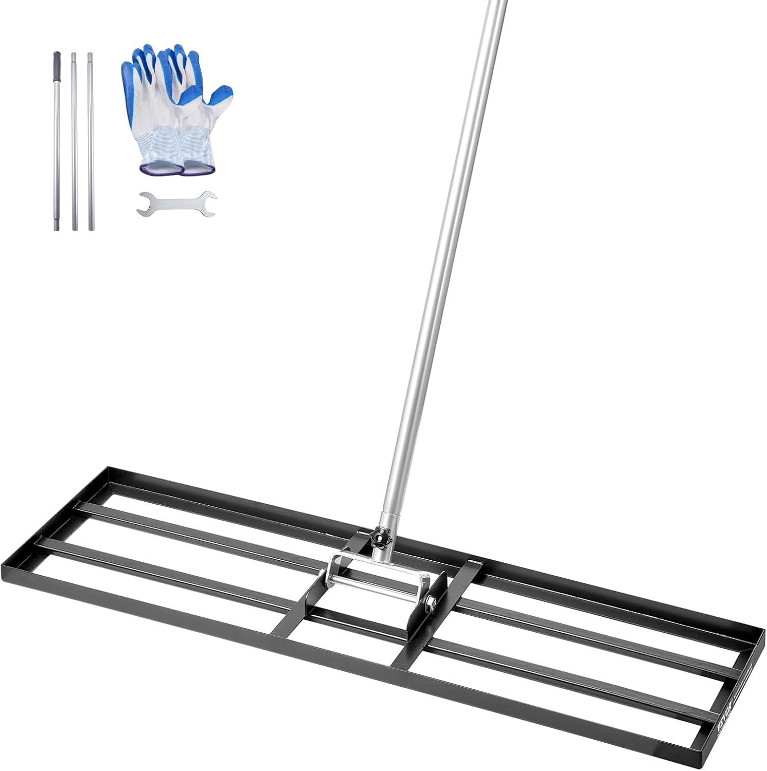 imageVEVOR Lawn Leveling Rake 48quotquotx10quotquot Level Lawn Tool HeavyDuty Lawn Leveler with 78quotquot Steel Extended Handle Yard Leveling Rake Suit for Garden Golf Lawn Farm Green36x10