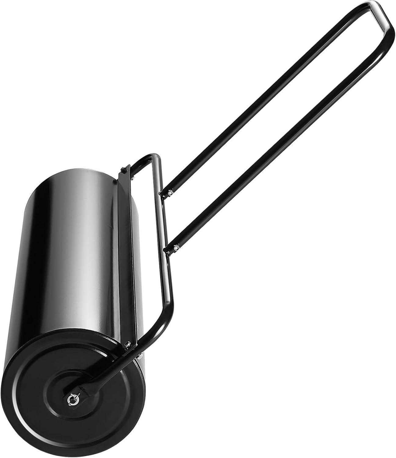 imageVEVOR Lawn Roller 13 Gallon Large Capacity SandWater Filled Heavy Duty Steel Material with EasyTurn Plug and UShaped Ergonomic Handle for Convenient Push and Pull for Garden Farm Park Black17gal