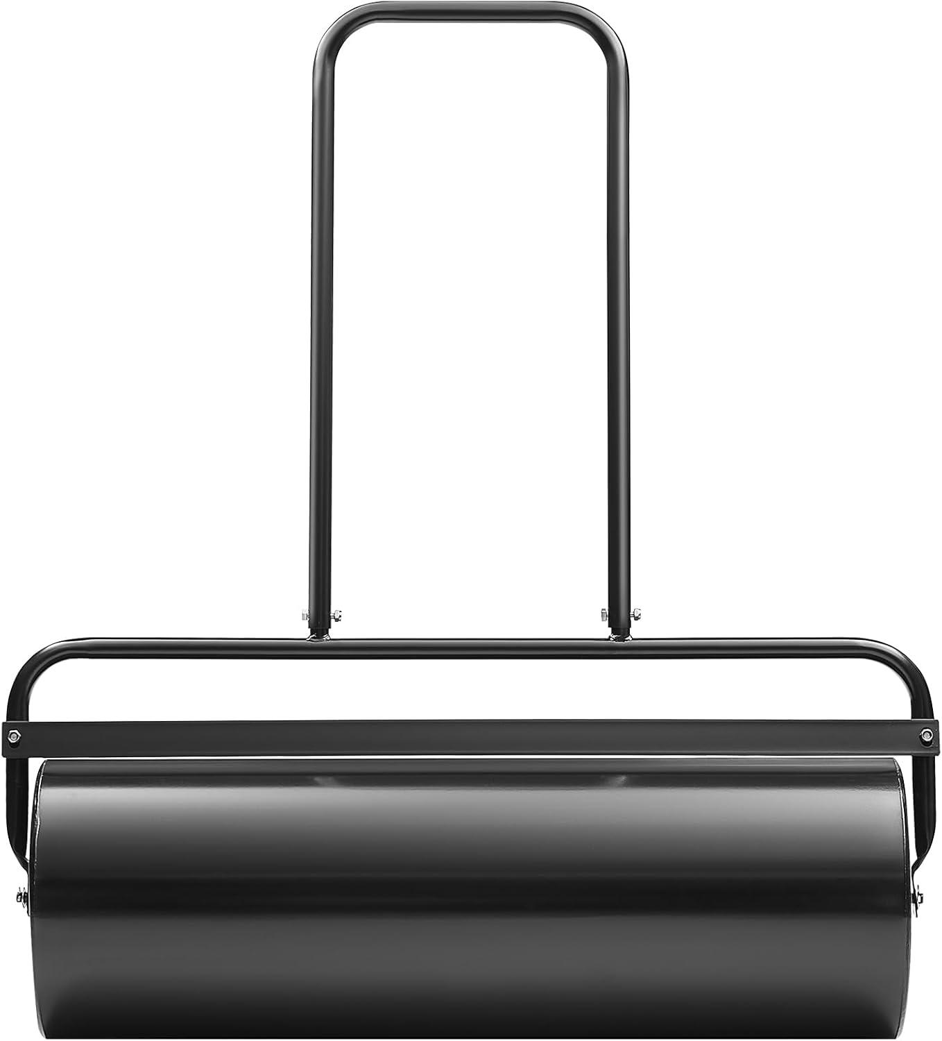 imageVEVOR Lawn Roller 13 Gallon Large Capacity SandWater Filled Heavy Duty Steel Material with EasyTurn Plug and UShaped Ergonomic Handle for Convenient Push and Pull for Garden Farm Park Black17gal