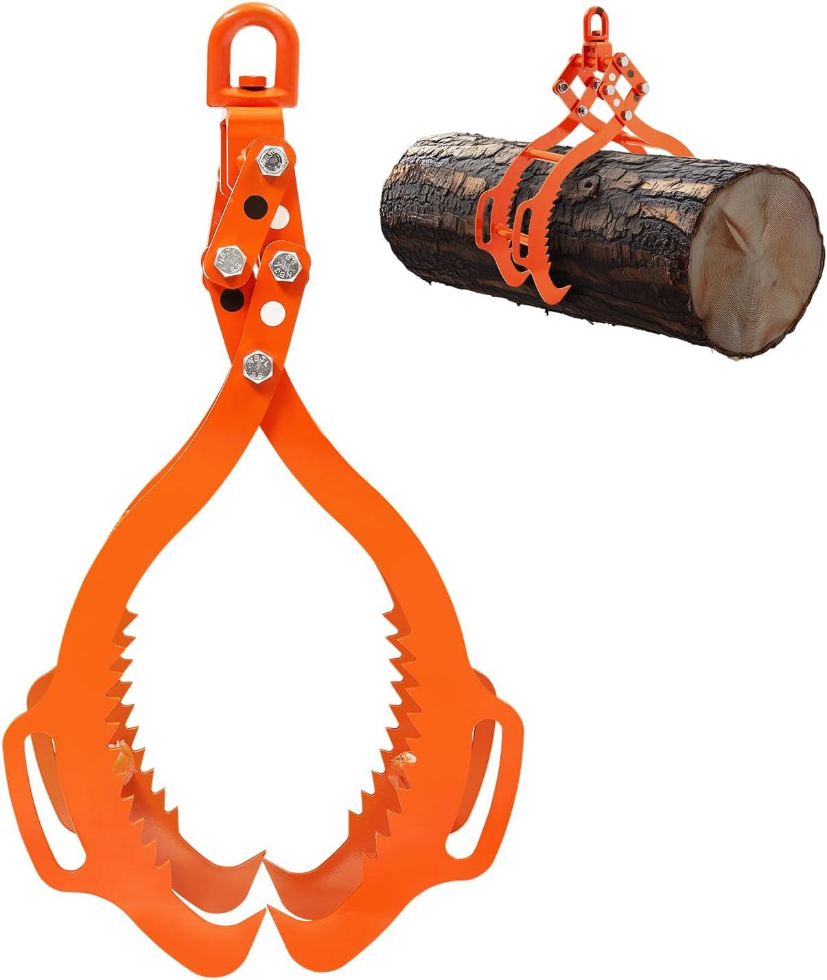 imageVEVOR Log Lifting Tongs 36in 4 Serrated Claw Hook Log Tongs Heavy Duty Steel Swivel Dragging Tongs 3300LBS Log Grapple with Handles Lumber Log Skidding Tongs for Tractors Trucks Forklifts ATVs4 Serrated Claw