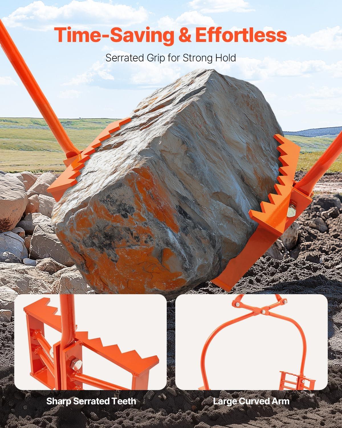 imageVEVOR Log Lifting Tongs 36in 4 Serrated Claw Hook Log Tongs Heavy Duty Steel Swivel Dragging Tongs 3300LBS Log Grapple with Handles Lumber Log Skidding Tongs for Tractors Trucks Forklifts ATVsRock Tongs
