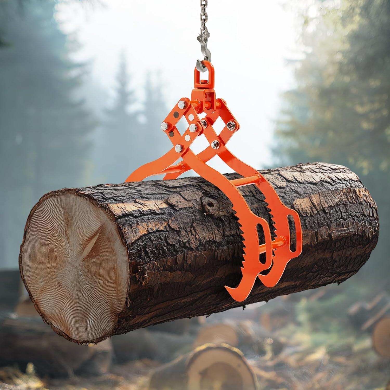 imageVEVOR Log Lifting Tongs 36in 4 Serrated Claw Hook Log Tongs Heavy Duty Steel Swivel Dragging Tongs 3300LBS Log Grapple with Handles Lumber Log Skidding Tongs for Tractors Trucks Forklifts ATVs4 Serrated Claw