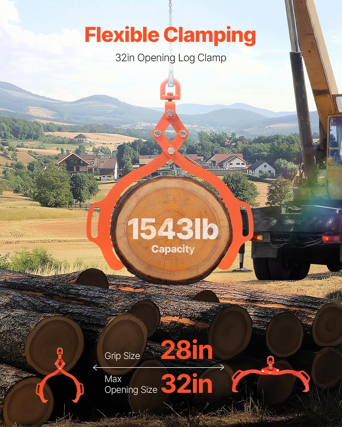 imageVEVOR Log Lifting Tongs 36in 4 Serrated Claw Hook Log Tongs Heavy Duty Steel Swivel Dragging Tongs 3300LBS Log Grapple with Handles Lumber Log Skidding Tongs for Tractors Trucks Forklifts ATVs2 Serrated Claw