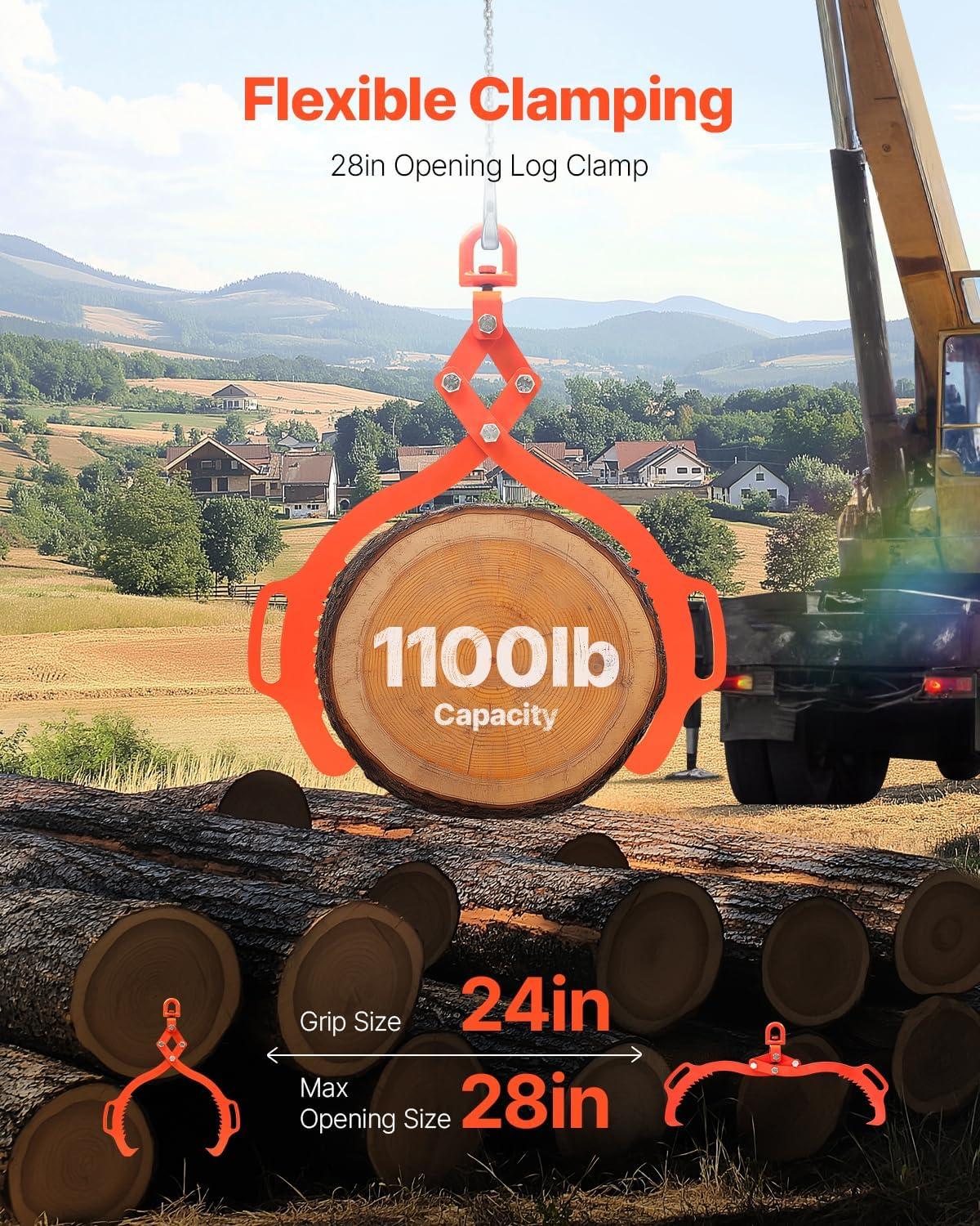 imageVEVOR Log Lifting Tongs 36in 4 Serrated Claw Hook Log Tongs Heavy Duty Steel Swivel Dragging Tongs 3300LBS Log Grapple with Handles Lumber Log Skidding Tongs for Tractors Trucks Forklifts ATVs2 Serrated Claw