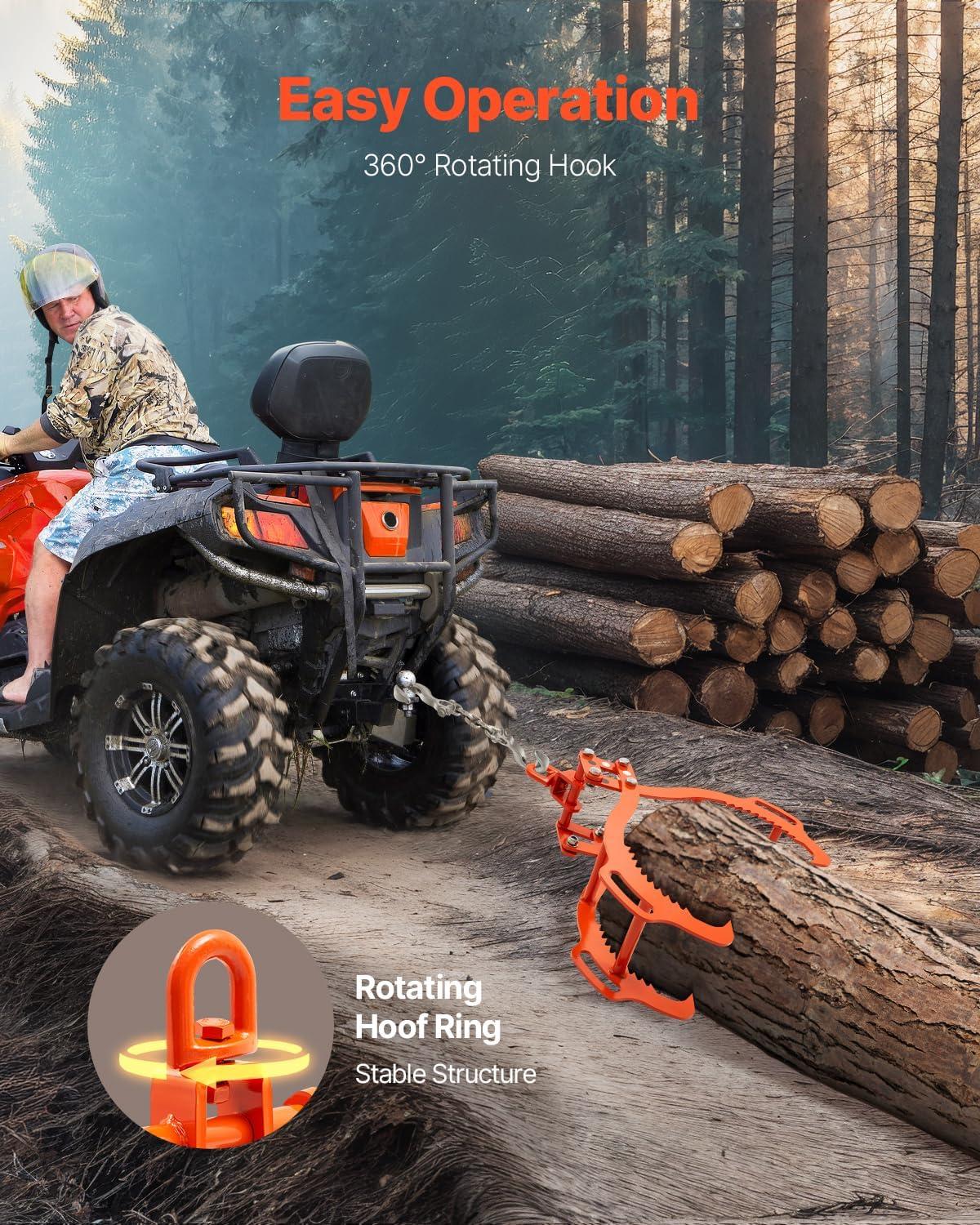 imageVEVOR Log Lifting Tongs 36in 4 Serrated Claw Hook Log Tongs Heavy Duty Steel Swivel Dragging Tongs 3300LBS Log Grapple with Handles Lumber Log Skidding Tongs for Tractors Trucks Forklifts ATVs4 Serrated Claw
