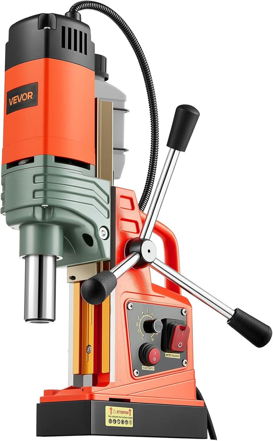 imageVEVOR Magnetic Drill 1450W Motor 16 in Boring Diameter 2810 lbf Portable Electric Mag Drill Press with 2 Coring Bits Variable Speed Drilling Machine for Metal Surface Home Improvement IndustryW 2  NEW