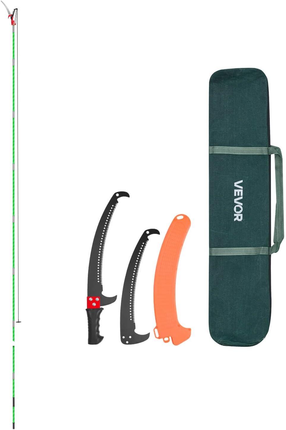 imageVEVOR Manual Pole Saw 38727 ft Extendable Pole Tree Pruner with Scissors Sharp 65Mn Steel Blade Lightweight Fiberglass Handle Pole for High Branch Trimming Pruning Tool for Palms and ShrubsTree Pruner with Scissors