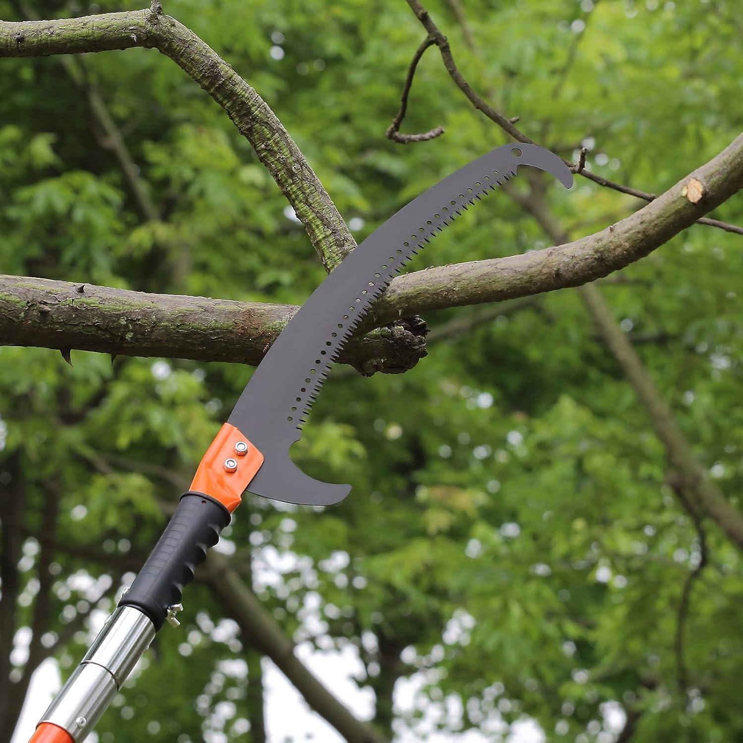 imageVEVOR Manual Pole Saw 7327 ft Extendable Tree Pruner Sharp Steel Blade and Scissors High Branches Trimming Branch Trimmer with Lightweight 8 Fiberglass Handles for Pruning Palms and Shrubs7327 ft