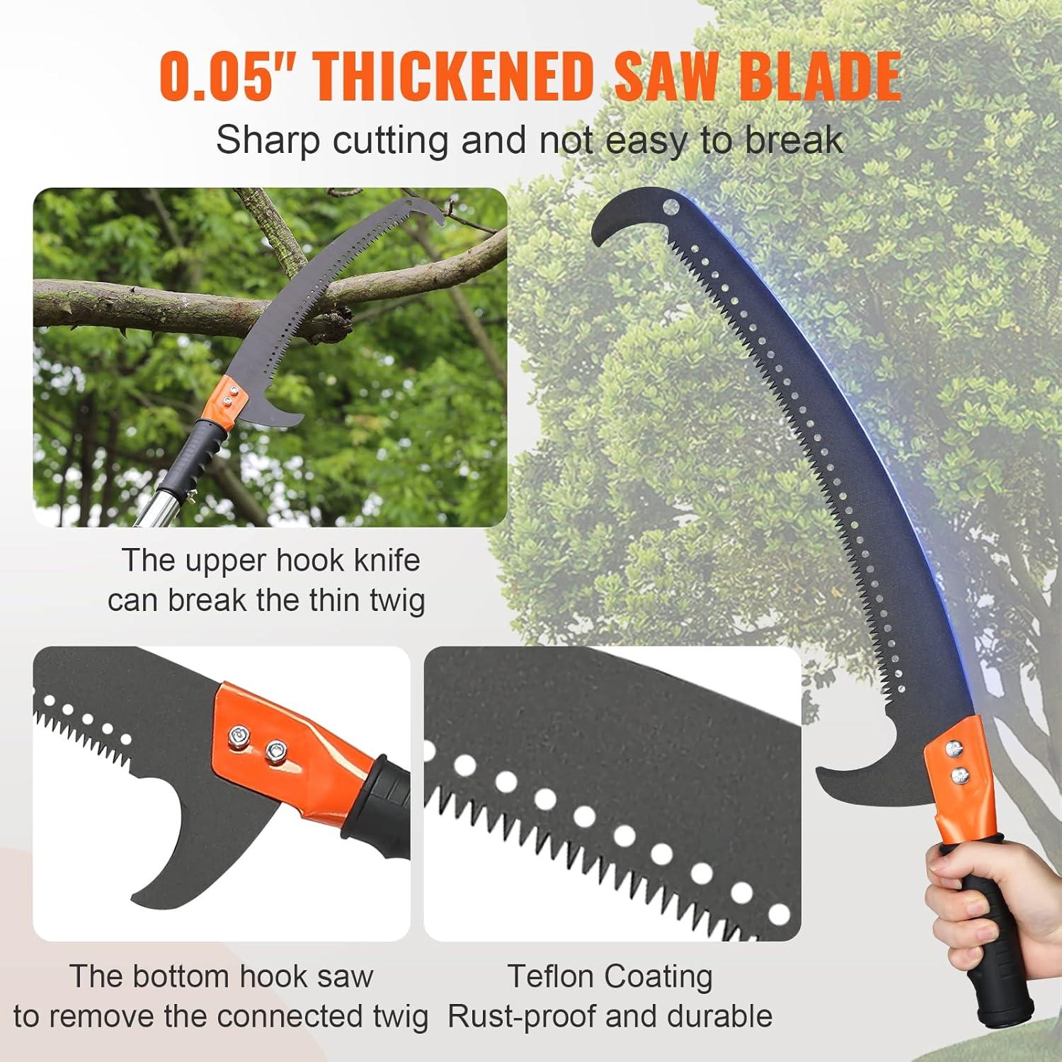 imageVEVOR Manual Pole Saw 7327 ft Extendable Tree Pruner Sharp Steel Blade and Scissors High Branches Trimming Branch Trimmer with Lightweight 8 Fiberglass Handles for Pruning Palms and Shrubs7327 ft