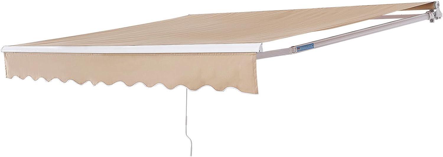 imageVEVOR Manual Retractable Awning 13 x 8 ft Outdoor Patio Awning Retractable Sun Shade Patio Door Window Awning Sunshade Shelter WaterResistant Polyester with Crank Handle for Balcony Backyard12x10 FT