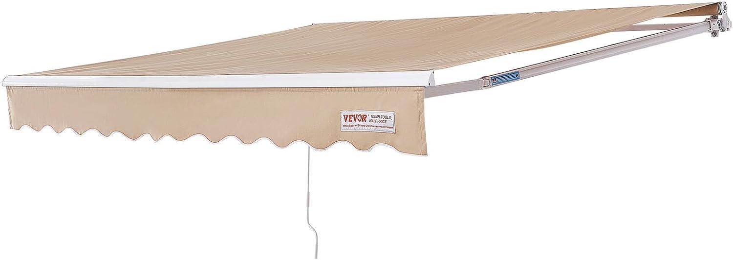 imageVEVOR Manual Retractable Awning 13 x 8 ft Outdoor Patio Awning Retractable Sun Shade Patio Door Window Awning Sunshade Shelter WaterResistant Polyester with Crank Handle for Balcony Backyard8x7 FT