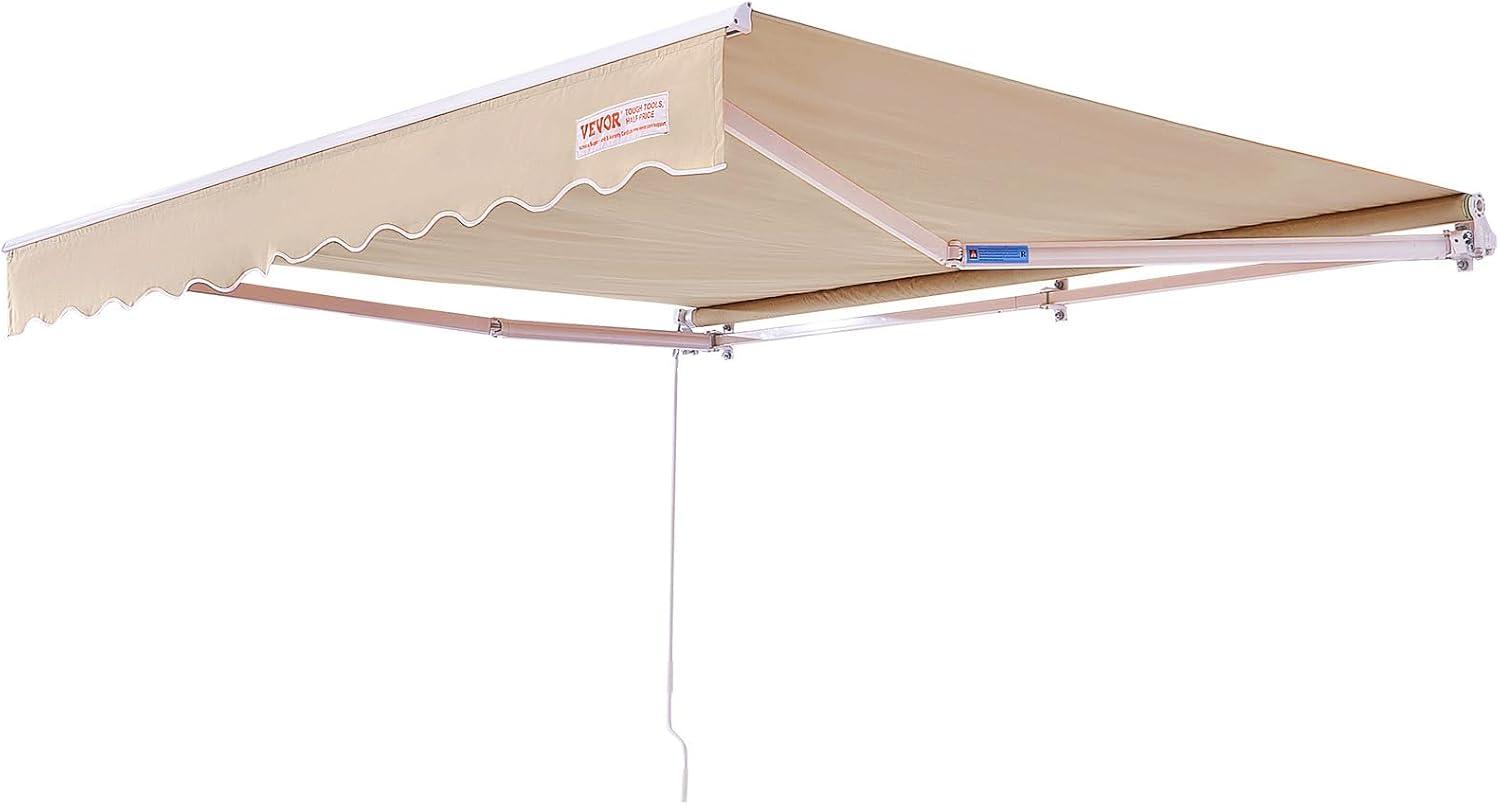 imageVEVOR Manual Retractable Awning 13 x 8 ft Outdoor Patio Awning Retractable Sun Shade Patio Door Window Awning Sunshade Shelter WaterResistant Polyester with Crank Handle for Balcony Backyard8x7 FT