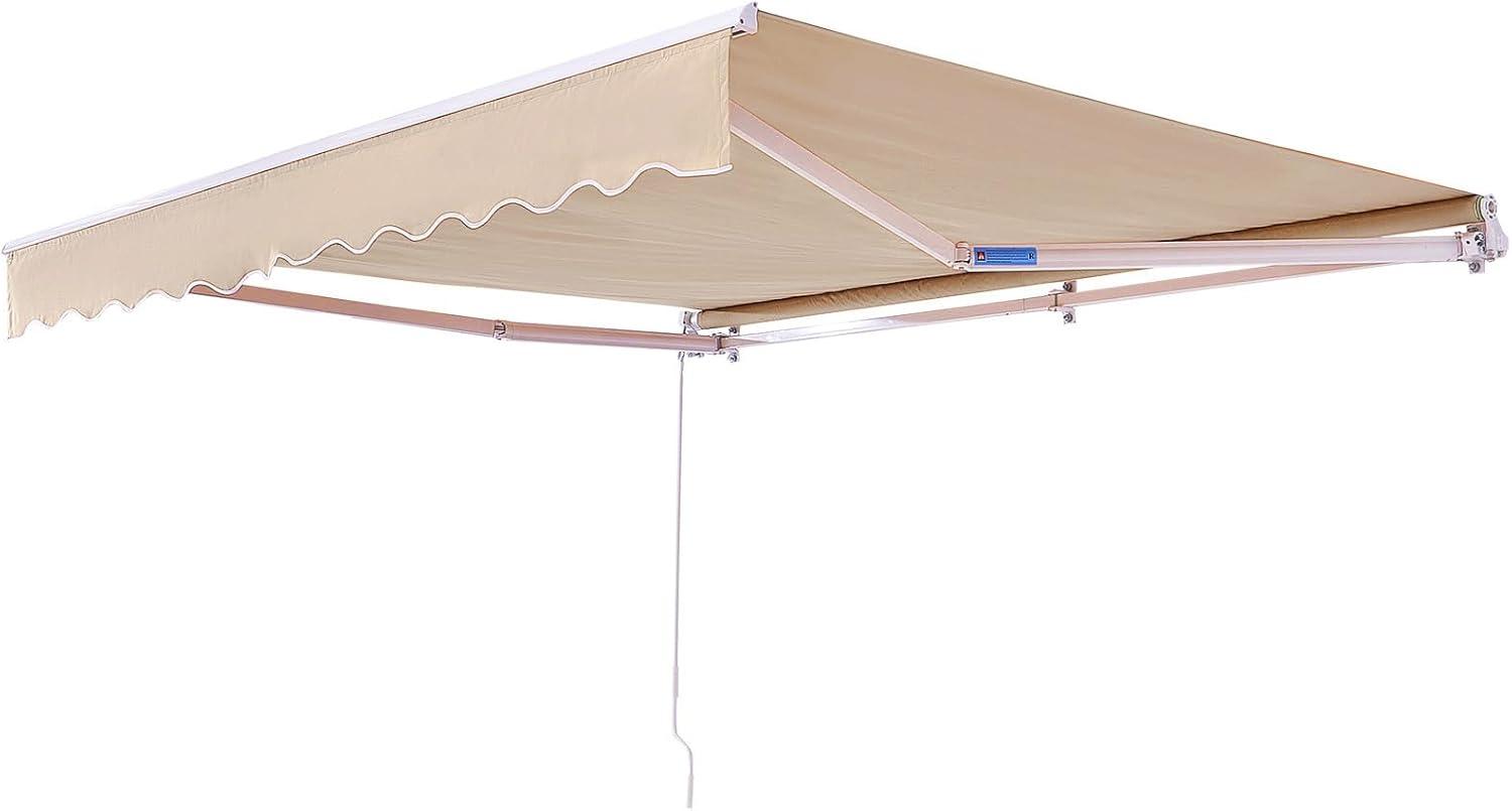 imageVEVOR Manual Retractable Awning 13 x 8 ft Outdoor Patio Awning Retractable Sun Shade Patio Door Window Awning Sunshade Shelter WaterResistant Polyester with Crank Handle for Balcony Backyard13x8 FT
