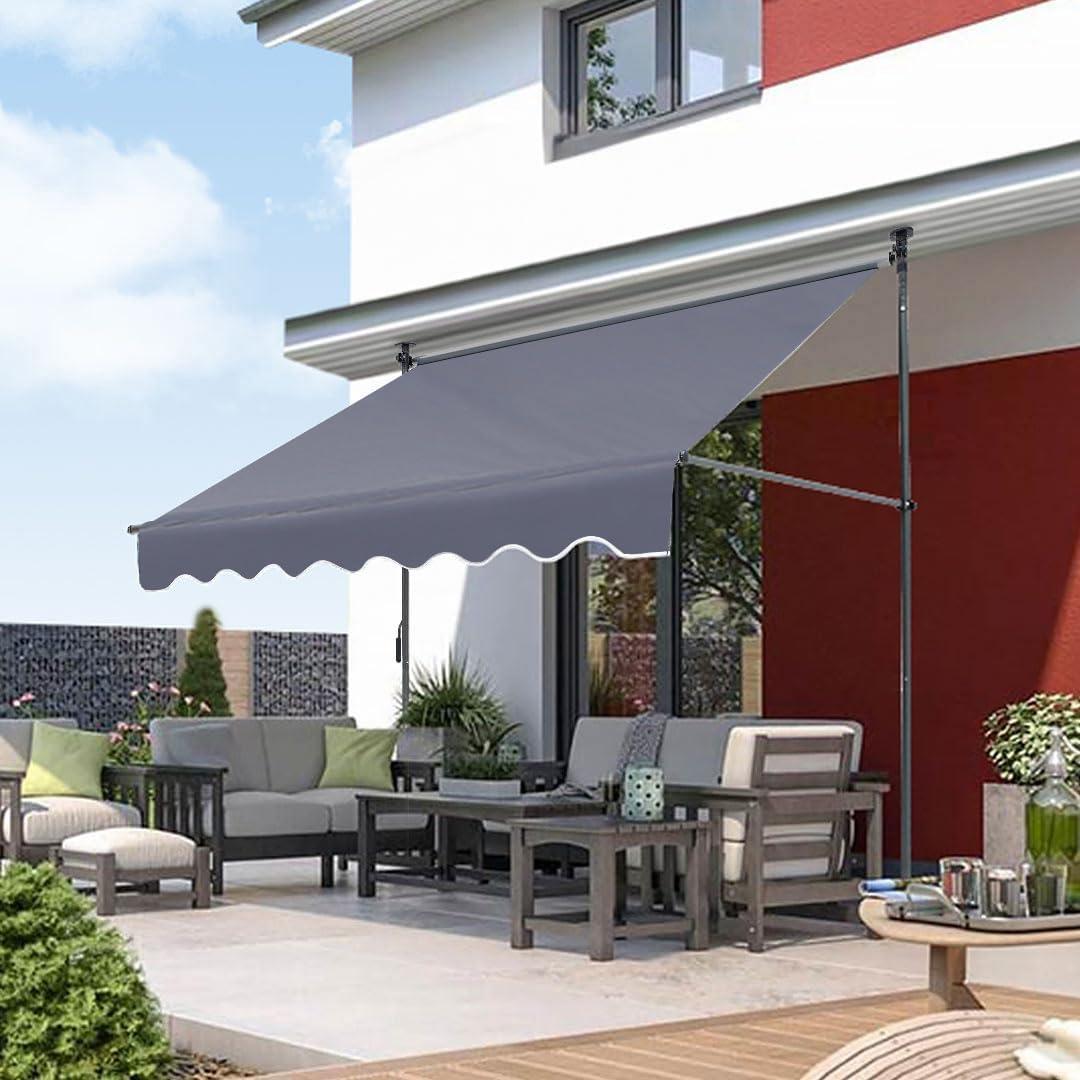 imageVEVOR Manual Retractable Awning 78quot Outdoor Retractable Patio Awning Sunshade Shelter Adjustable Patio Door Window Awning Canopy with 39quot Sun Shade Curtain for Backyard Garden Balcony Dark Gray118 47