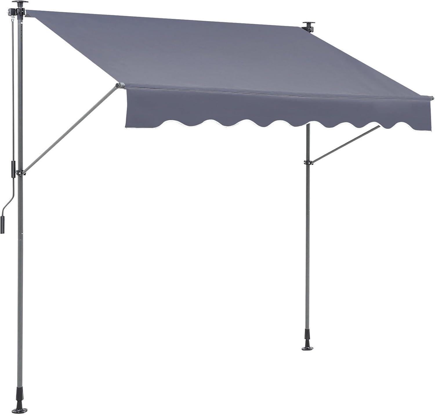 imageVEVOR Manual Retractable Awning 78quot Outdoor Retractable Patio Awning Sunshade Shelter Adjustable Patio Door Window Awning Canopy with 39quot Sun Shade Curtain for Backyard Garden Balcony Dark Gray118 47