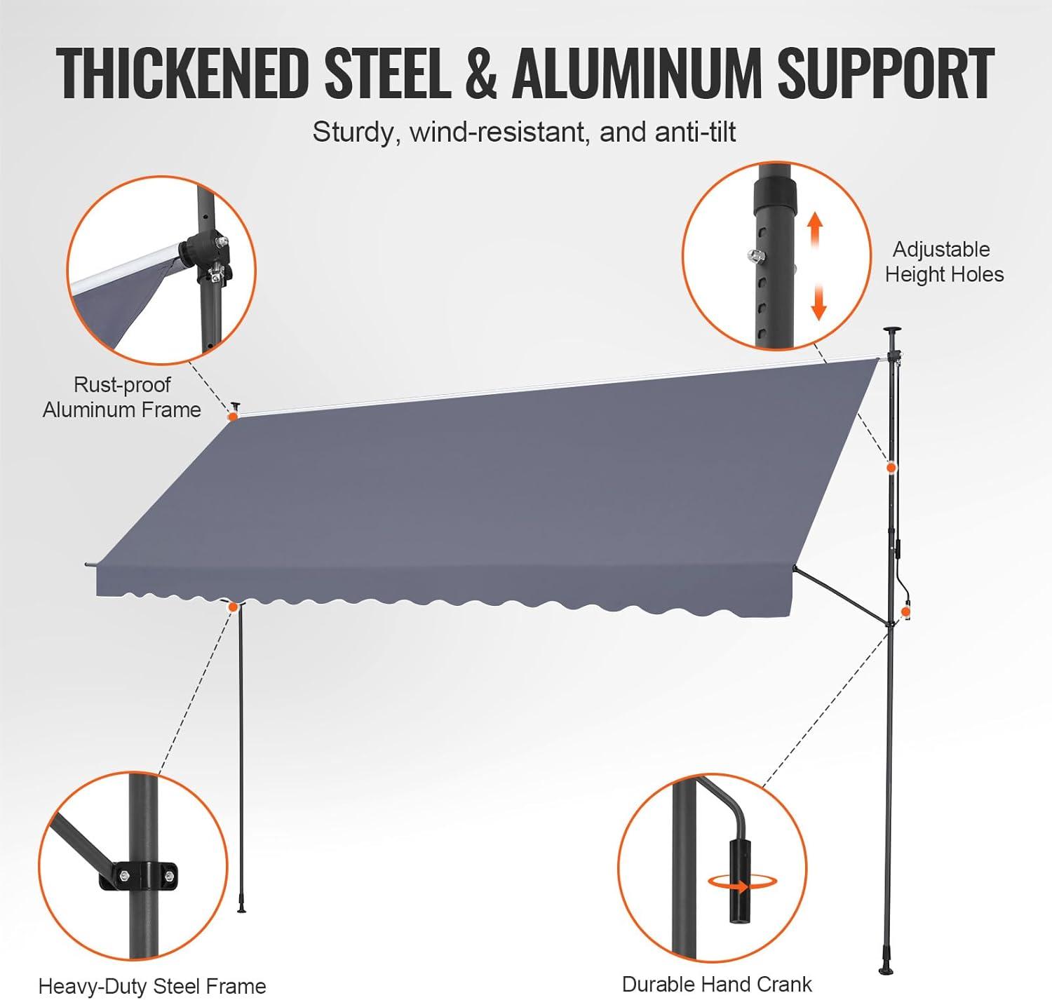 imageVEVOR Manual Retractable Awning 78quot Outdoor Retractable Patio Awning Sunshade Shelter Adjustable Patio Door Window Awning Canopy with 39quot Sun Shade Curtain for Backyard Garden Balcony Dark Gray178  47