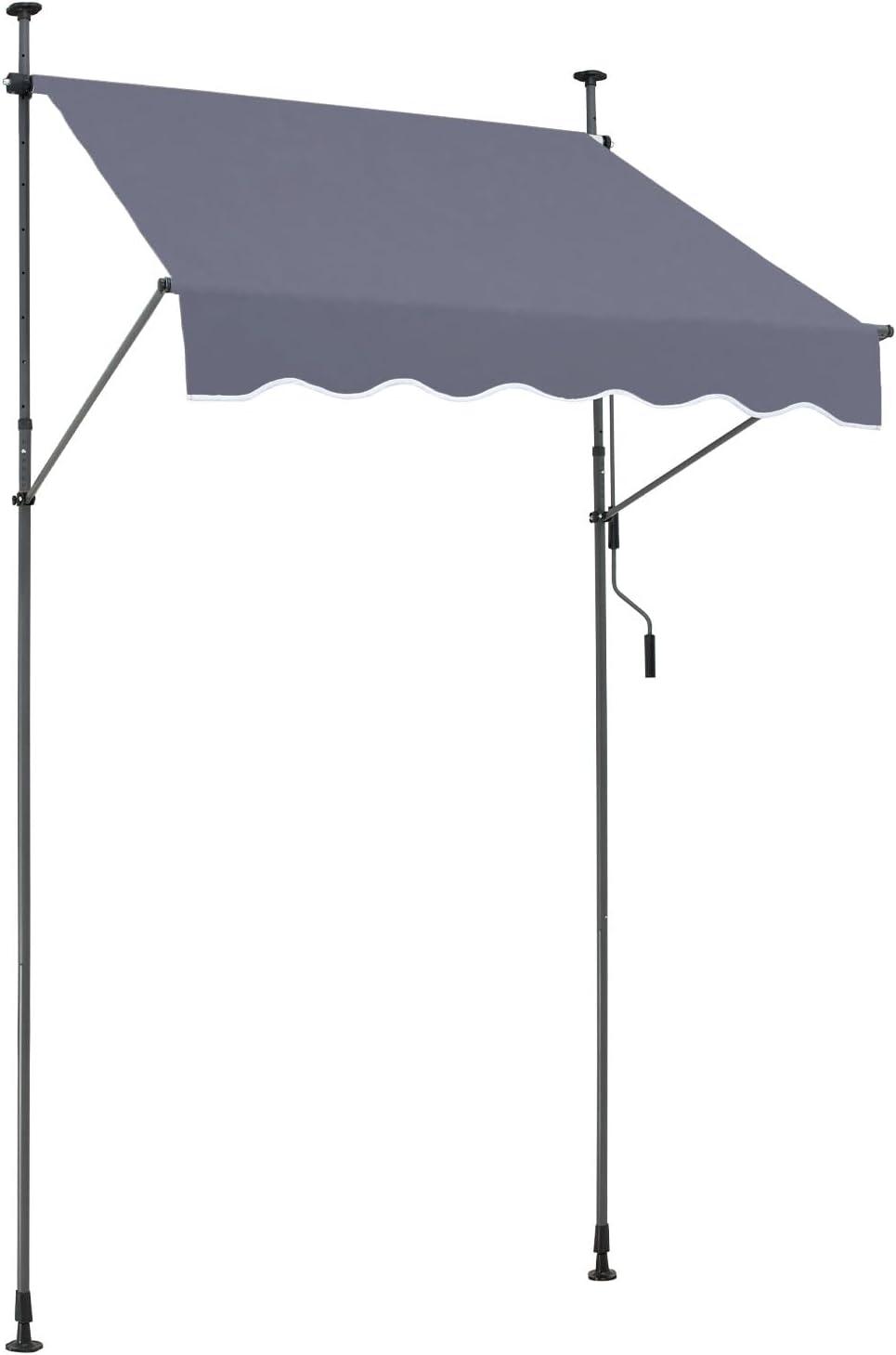 imageVEVOR Manual Retractable Awning 78quot Outdoor Retractable Patio Awning Sunshade Shelter Adjustable Patio Door Window Awning Canopy with 39quot Sun Shade Curtain for Backyard Garden Balcony Dark Gray59 47