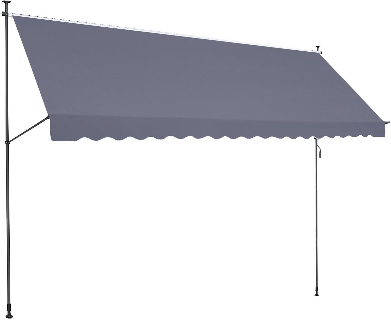 imageVEVOR Manual Retractable Awning 78quot Outdoor Retractable Patio Awning Sunshade Shelter Adjustable Patio Door Window Awning Canopy with 39quot Sun Shade Curtain for Backyard Garden Balcony Dark Gray178  47
