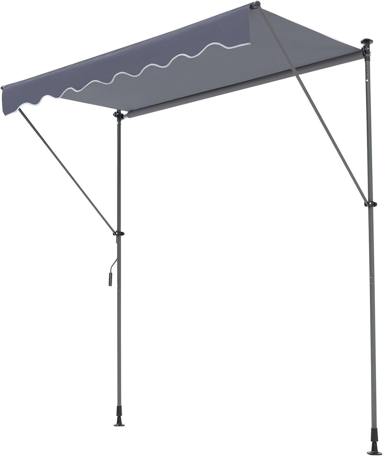 imageVEVOR Manual Retractable Awning 78quot Outdoor Retractable Patio Awning Sunshade Shelter Adjustable Patio Door Window Awning Canopy with 39quot Sun Shade Curtain for Backyard Garden Balcony Dark Gray118 47