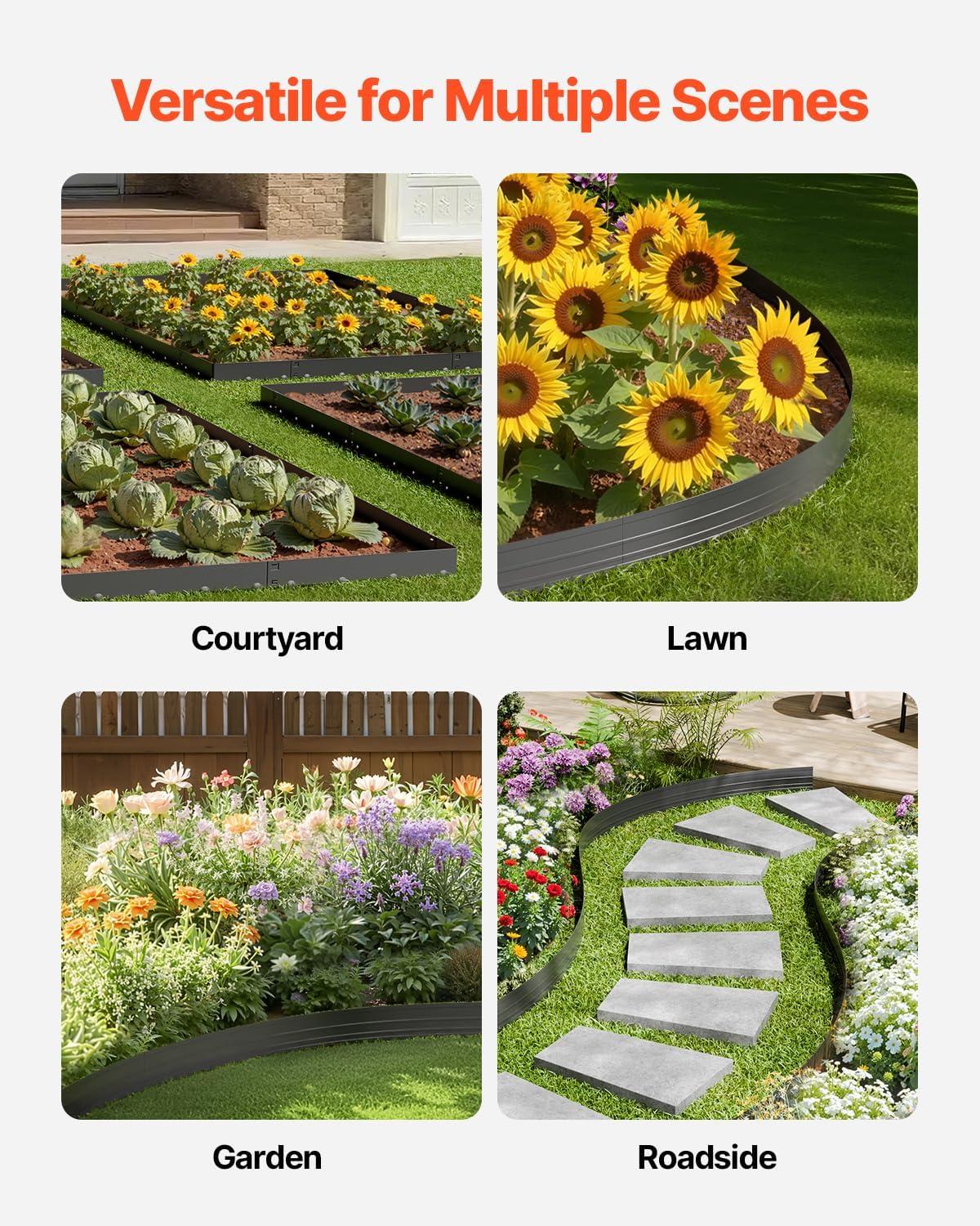 imageVEVOR Metal Landscape Edging 8 Packs 72 in RustResistant Aluminum Alloy Landscape Edging Bendable Garden Edging Border Heavy Duty Lawn Edging Fence for Flower Bed Yard Pathway10 Packs 60 in