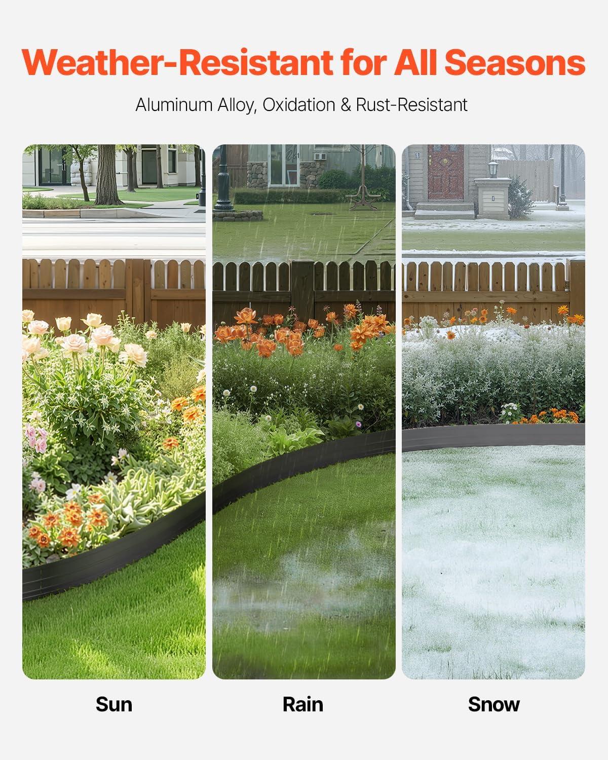 imageVEVOR Metal Landscape Edging 8 Packs 72 in RustResistant Aluminum Alloy Landscape Edging Bendable Garden Edging Border Heavy Duty Lawn Edging Fence for Flower Bed Yard Pathway10 Packs 60 in
