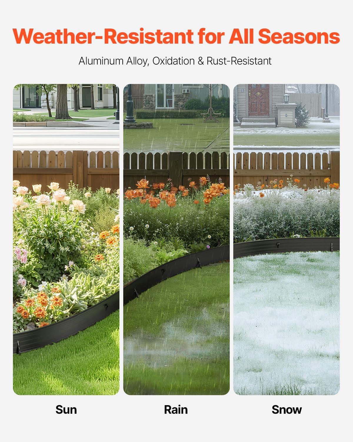 imageVEVOR Metal Landscape Edging 8 Packs 72 in RustResistant Aluminum Alloy Landscape Edging Bendable Garden Edging Border Heavy Duty Lawn Edging Fence for Flower Bed Yard Pathway8 Packs 72 in
