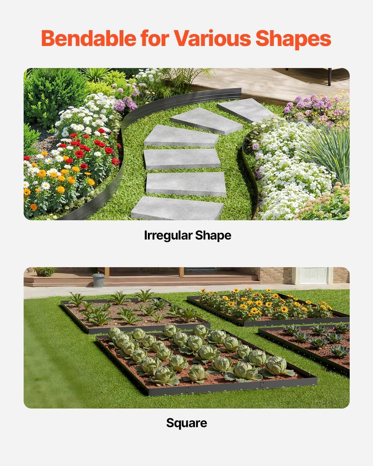 imageVEVOR Metal Landscape Edging 8 Packs 72 in RustResistant Aluminum Alloy Landscape Edging Bendable Garden Edging Border Heavy Duty Lawn Edging Fence for Flower Bed Yard Pathway10 Packs 60 in