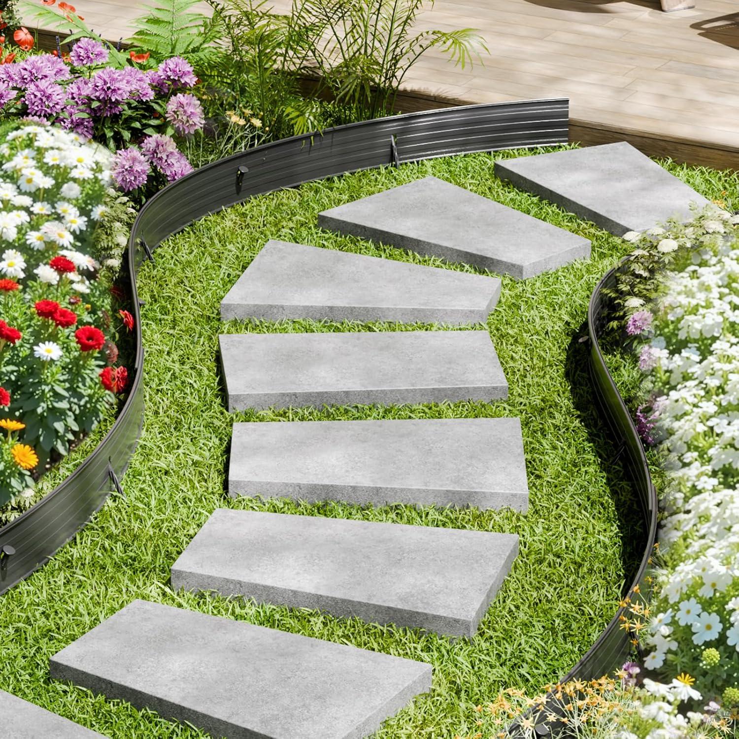 imageVEVOR Metal Landscape Edging 8 Packs 72 in RustResistant Aluminum Alloy Landscape Edging Bendable Garden Edging Border Heavy Duty Lawn Edging Fence for Flower Bed Yard Pathway8 Packs 72 in