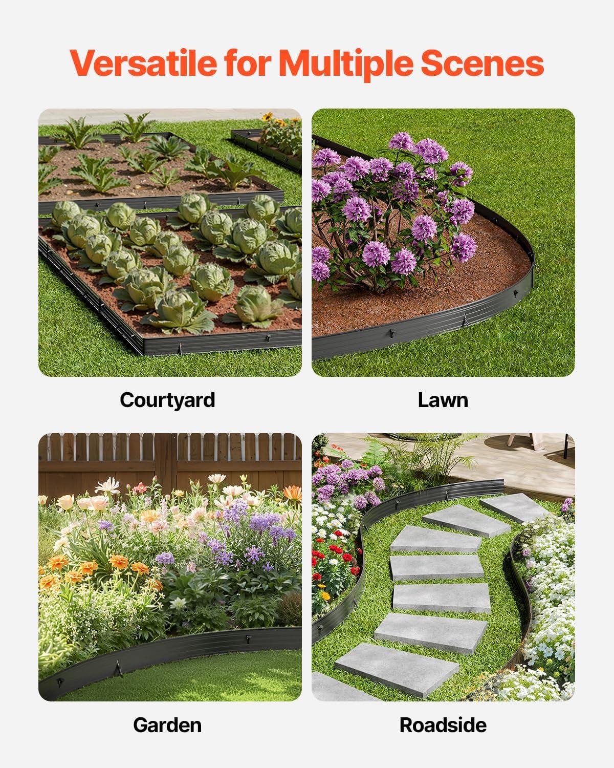 imageVEVOR Metal Landscape Edging 8 Packs 72 in RustResistant Aluminum Alloy Landscape Edging Bendable Garden Edging Border Heavy Duty Lawn Edging Fence for Flower Bed Yard Pathway8 Packs 72 in