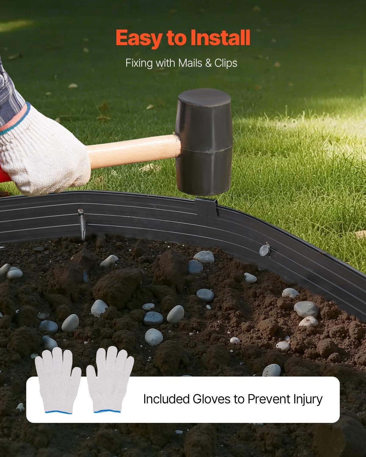 imageVEVOR Metal Landscape Edging 8 Packs 72 in RustResistant Aluminum Alloy Landscape Edging Bendable Garden Edging Border Heavy Duty Lawn Edging Fence for Flower Bed Yard Pathway8 Packs 72 in