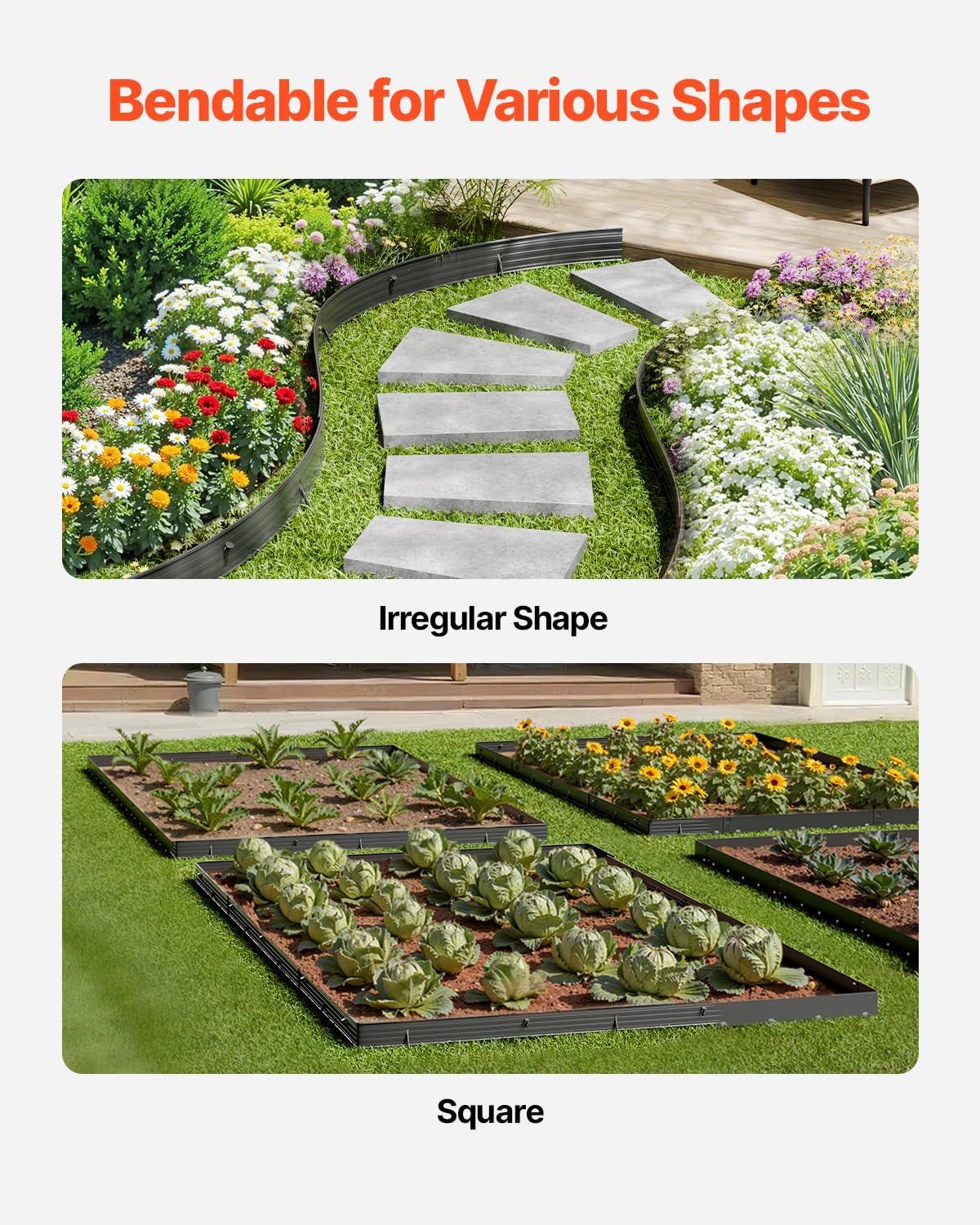 imageVEVOR Metal Landscape Edging 8 Packs 72 in RustResistant Aluminum Alloy Landscape Edging Bendable Garden Edging Border Heavy Duty Lawn Edging Fence for Flower Bed Yard Pathway8 Packs 72 in