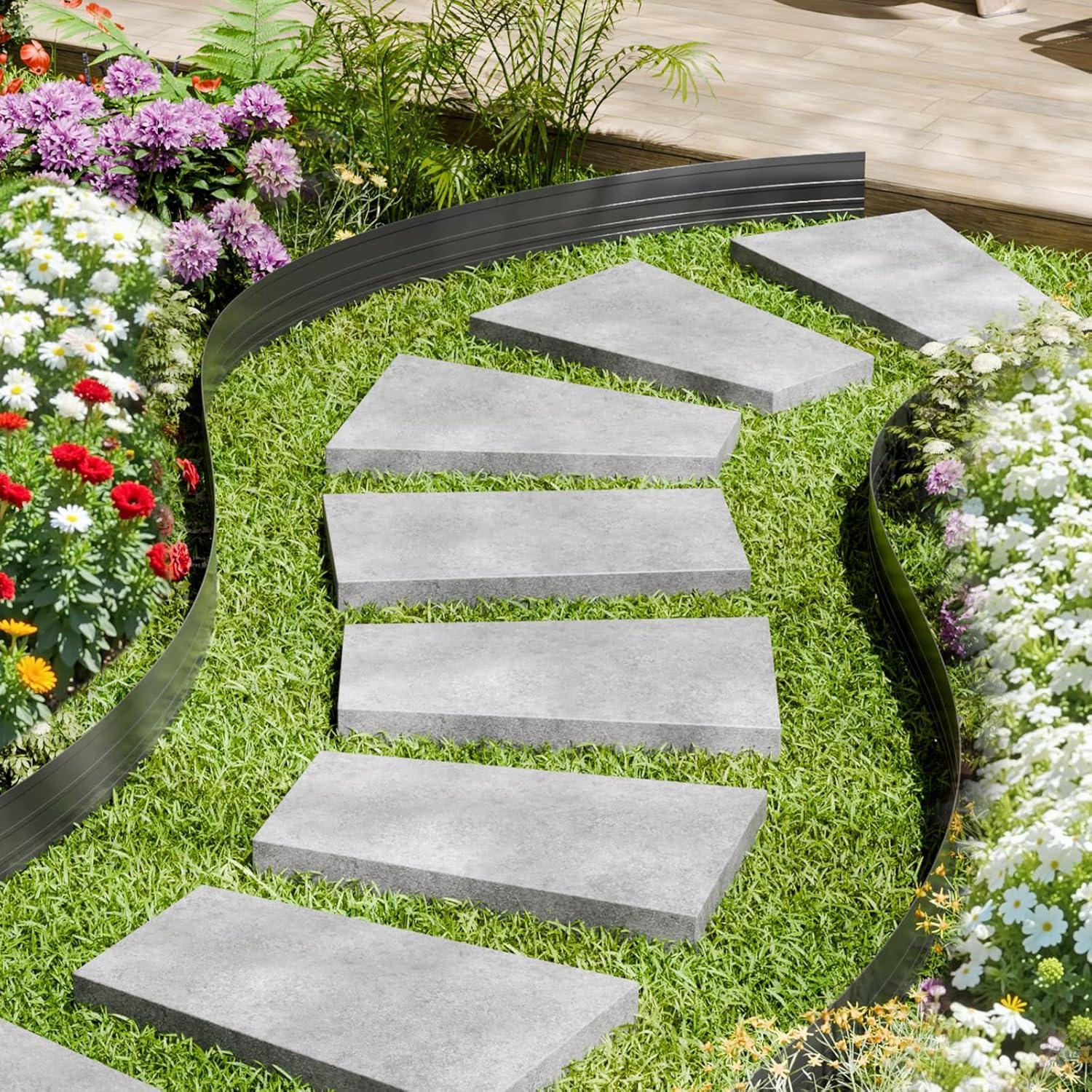 imageVEVOR Metal Landscape Edging 8 Packs 72 in RustResistant Aluminum Alloy Landscape Edging Bendable Garden Edging Border Heavy Duty Lawn Edging Fence for Flower Bed Yard Pathway10 Packs 60 in