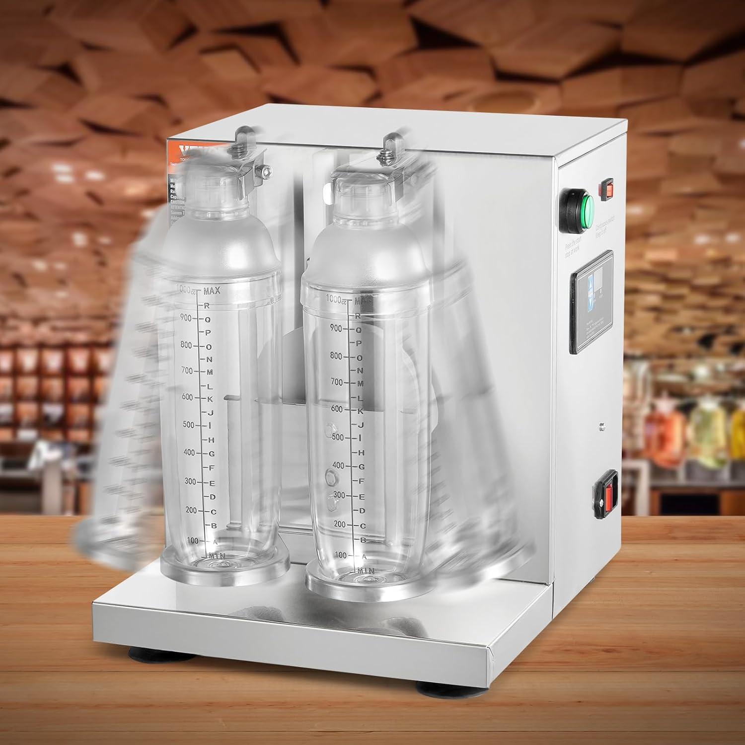 imageVEVOR Milk Tea Shaker Electric Milk Tea Maker Machine 0180s Adjustable Milk Tea Shake Mixer Machine with 750ML Stainless Steels Cup for Bubble Tea Boba Tea Juice Coffee Milk WineDouble 1000ML