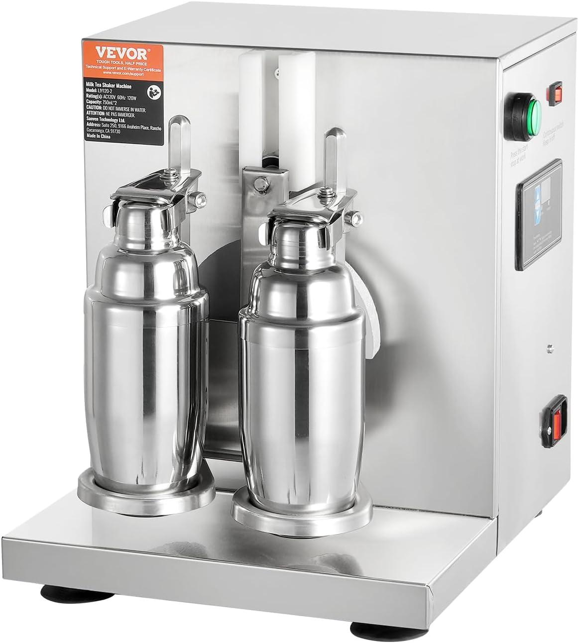 imageVEVOR Milk Tea Shaker Electric Milk Tea Maker Machine 0180s Adjustable Milk Tea Shake Mixer Machine with 750ML Stainless Steels Cup for Bubble Tea Boba Tea Juice Coffee Milk WineDouble 750ML