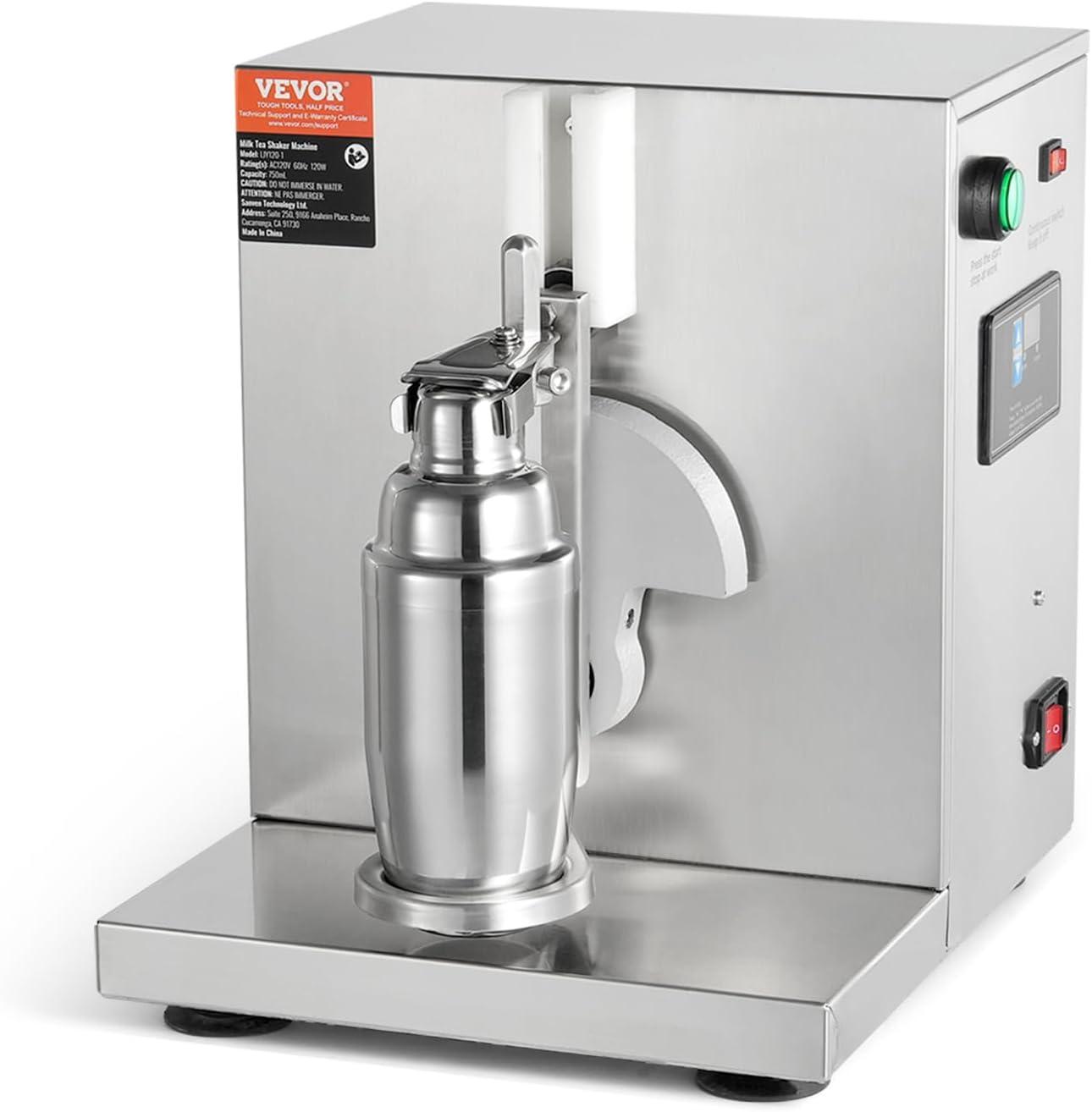imageVEVOR Milk Tea Shaker Electric Milk Tea Maker Machine 0180s Adjustable Milk Tea Shake Mixer Machine with 750ML Stainless Steels Cup for Bubble Tea Boba Tea Juice Coffee Milk WineSingle 750ML